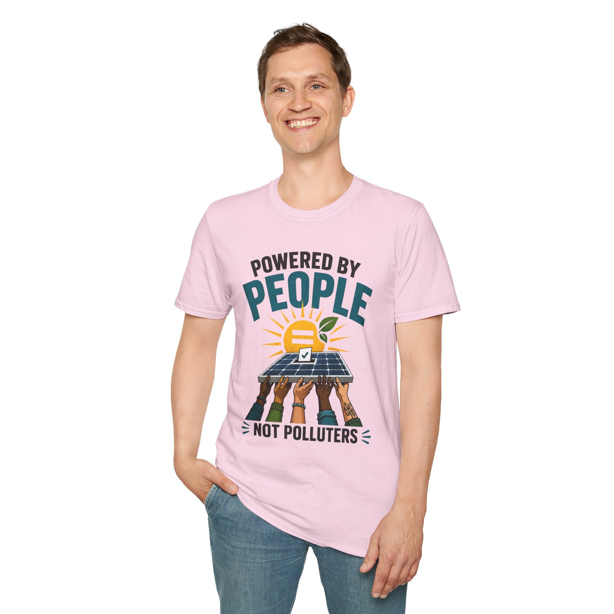 Powered By People Tee — Renewable Energy & Environmental Justice T-Shirt (Not Polluters)