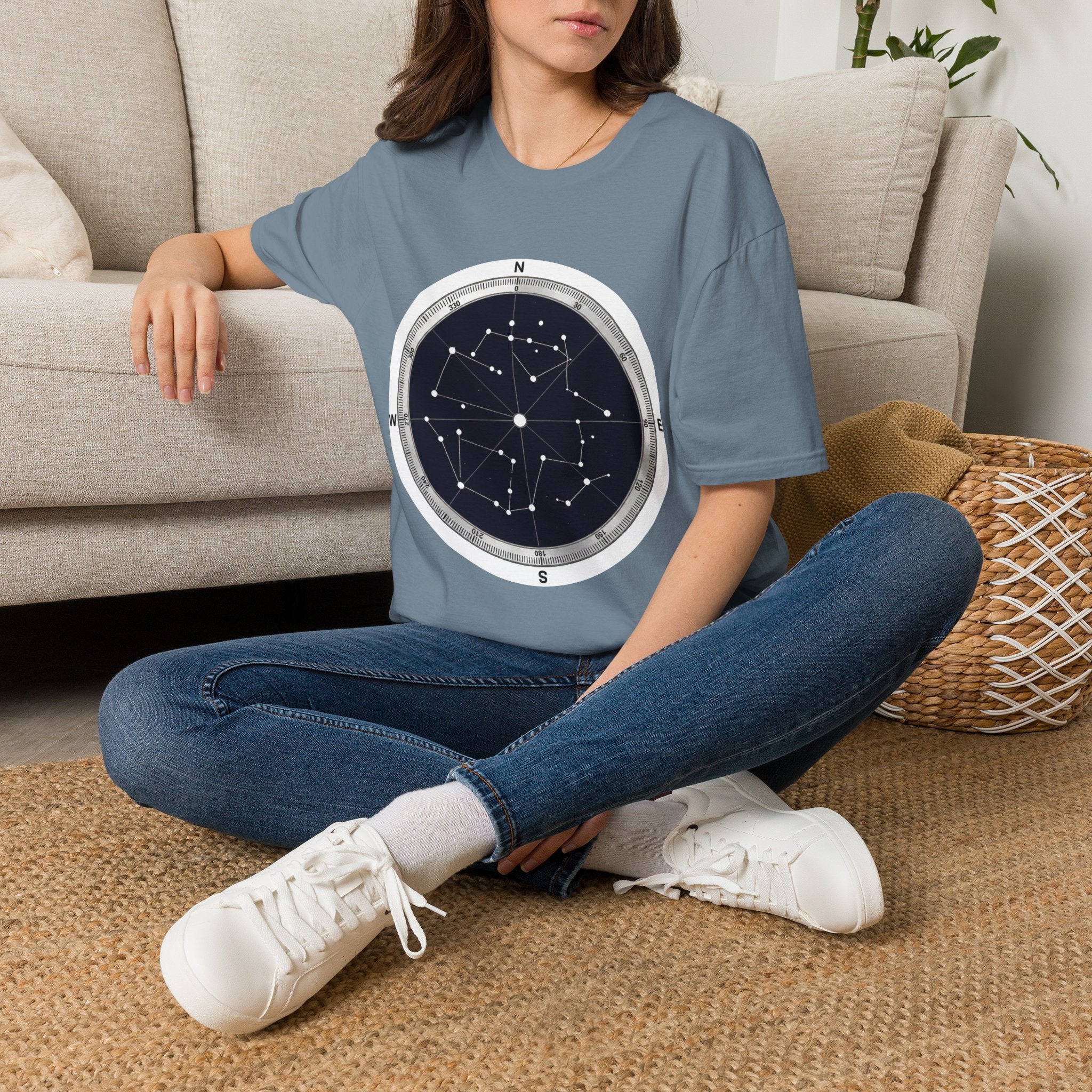 Constellation Compass T-Shirt — Night Sky Star Map Tee