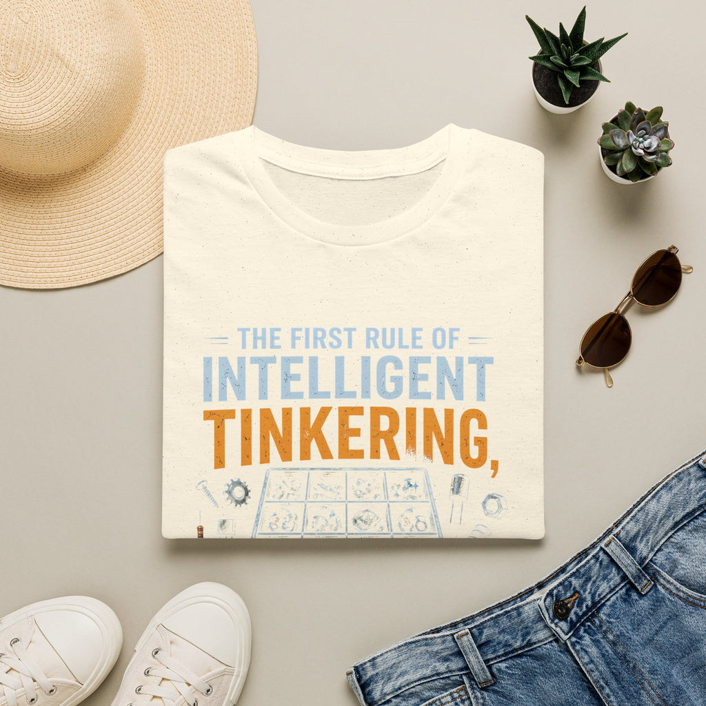 Intelligent Tinkering T-Shirt — “The First Rule of Intelligent Tinkering, Save All the Parts”