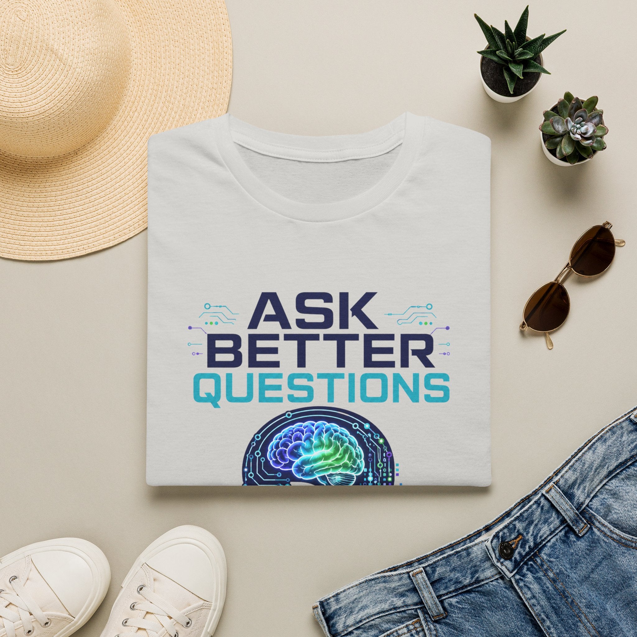 Ask Better Questions T-Shirt — Brain & Question Mark Science Tee for Thinkers