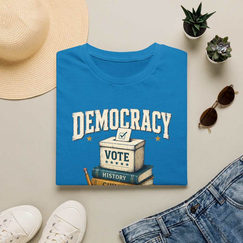 Democracy Vote T-Shirt — 'Democracy Becomes Homework' Vintage Civic Education Tee