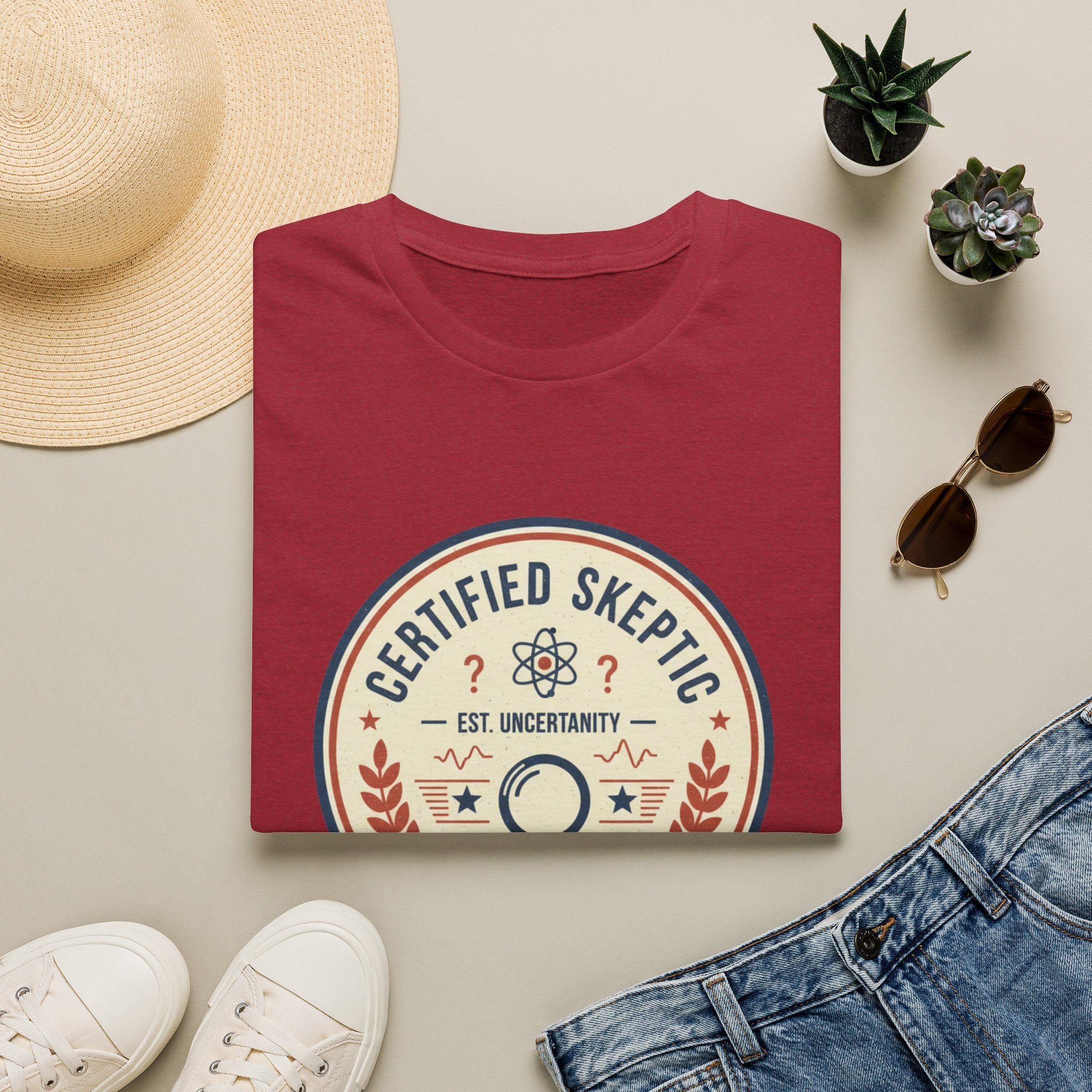 Certified Skeptic T-Shirt — 'Est. Uncertainty' Retro Science Tee