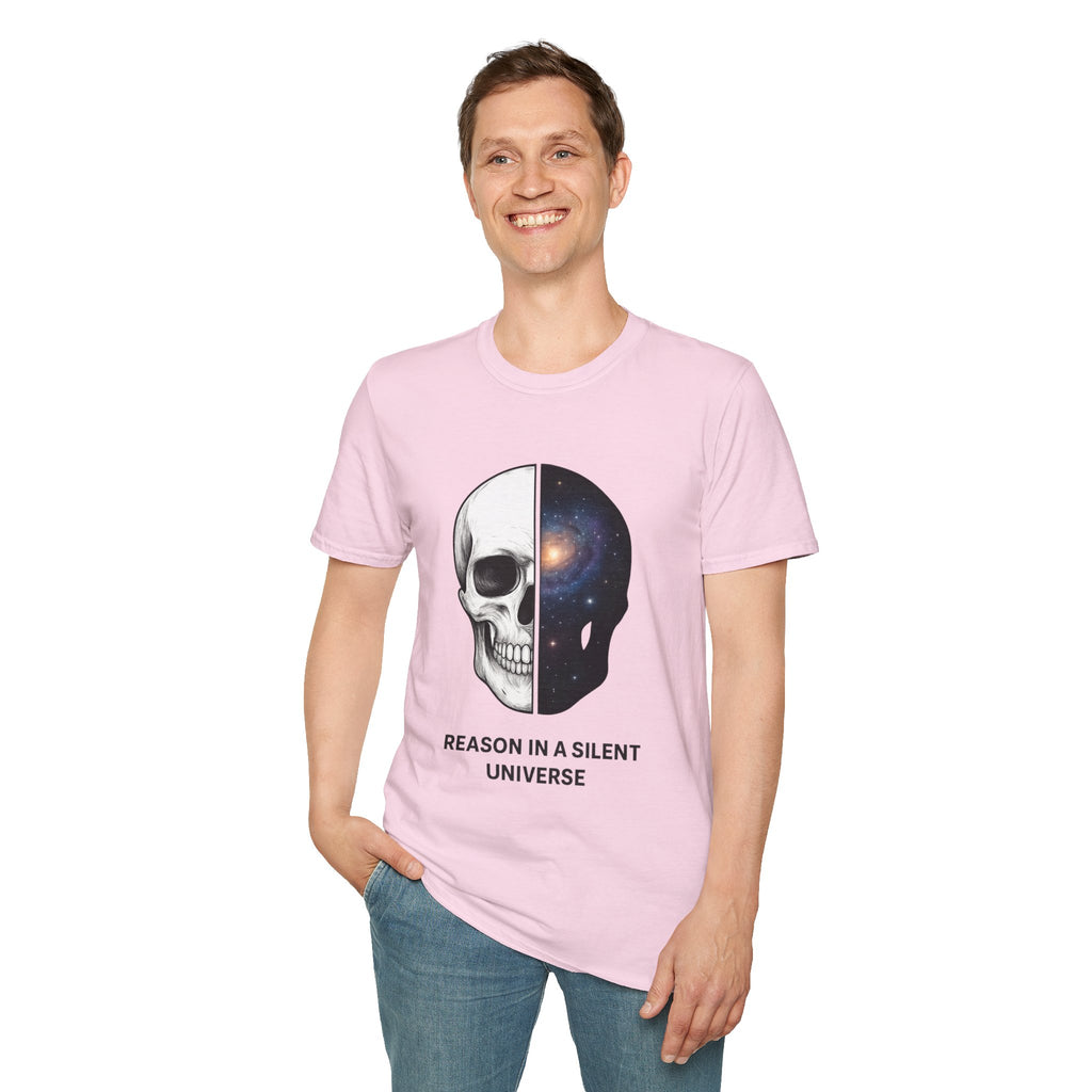 Skull & Galaxy T-Shirt — "Reason in a Silent Universe" Graphic Tee