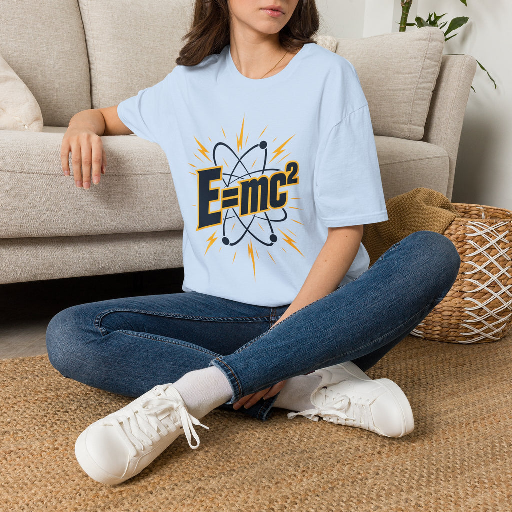 E=mc Atom Graphic T-Shirt — Retro Science Tee for Physics Lovers