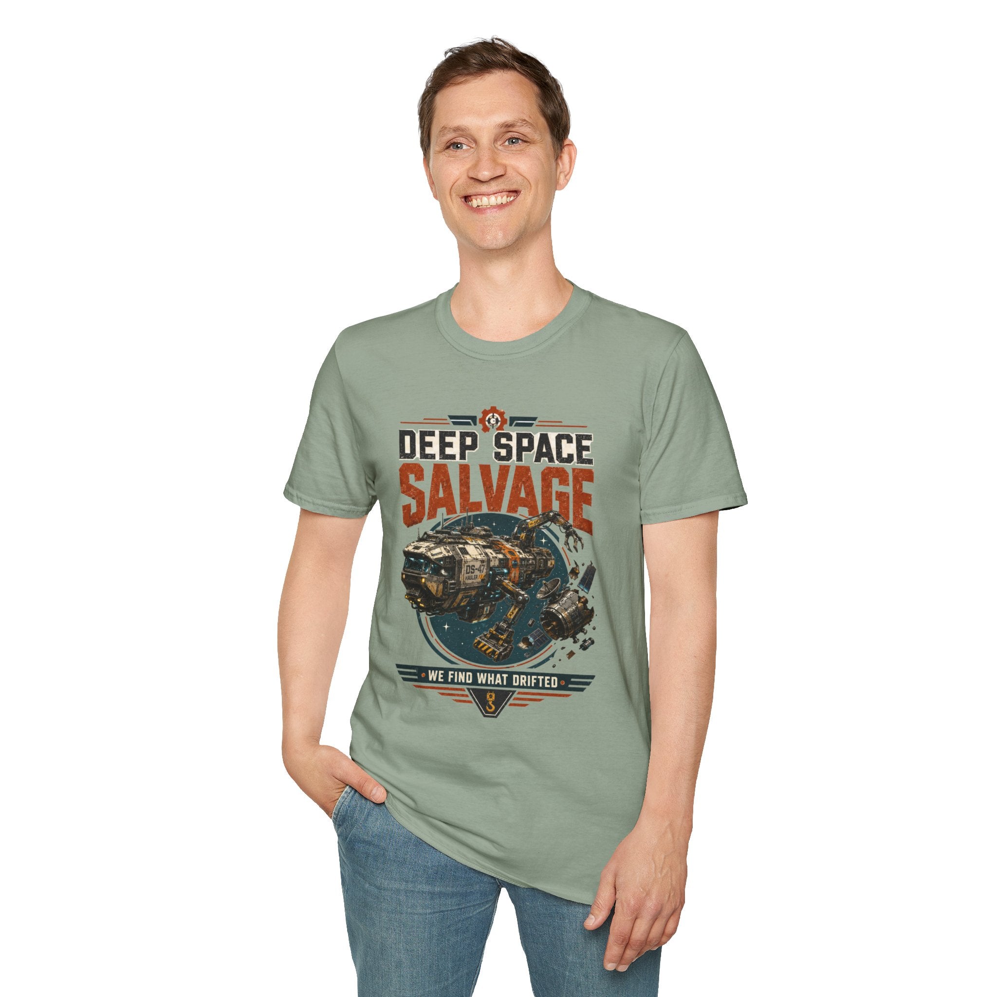 Deep Space Salvage T‑Shirt — Vintage Sci‑Fi Spacecraft Tee