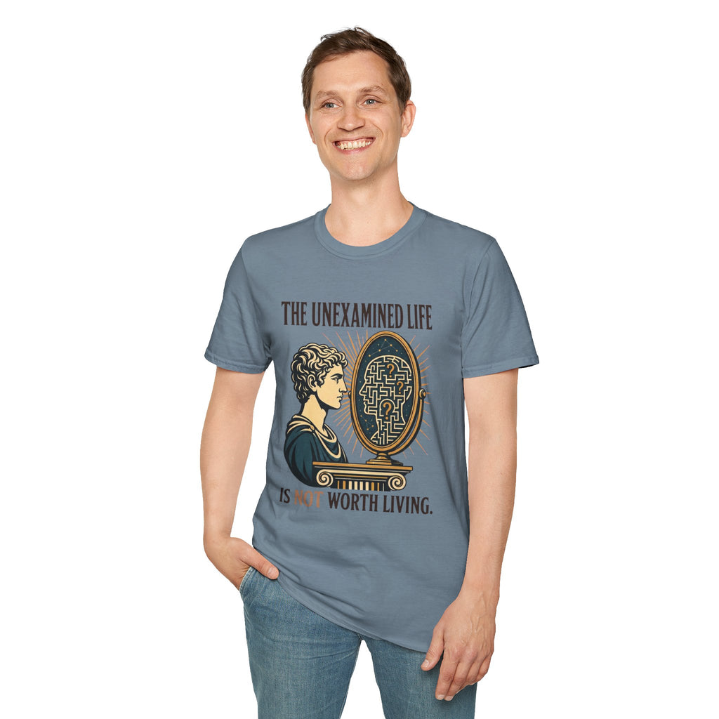 'The Unexamined Life' Philosophical Graphic Tee (Mirror Maze Design)