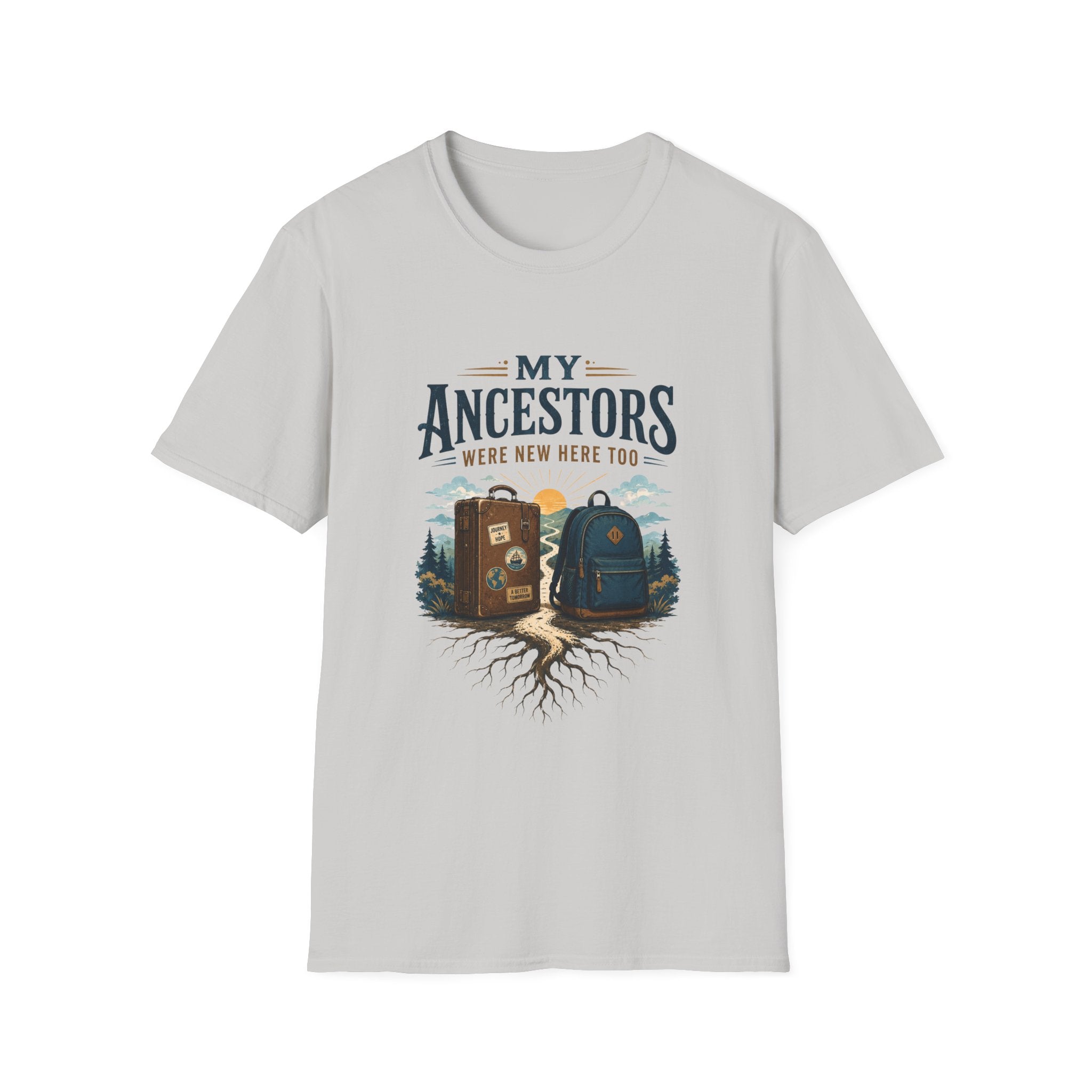 "My Ancestors Were New Here Too" Vintage Travel Roots Tee