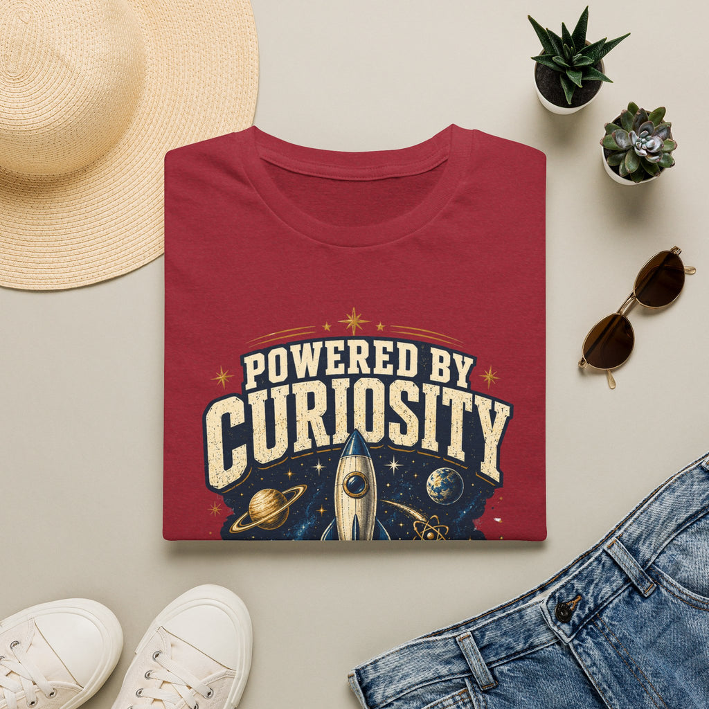 Powered by Curiosity T-Shirt — Rocket Book Space Graphic Tee
