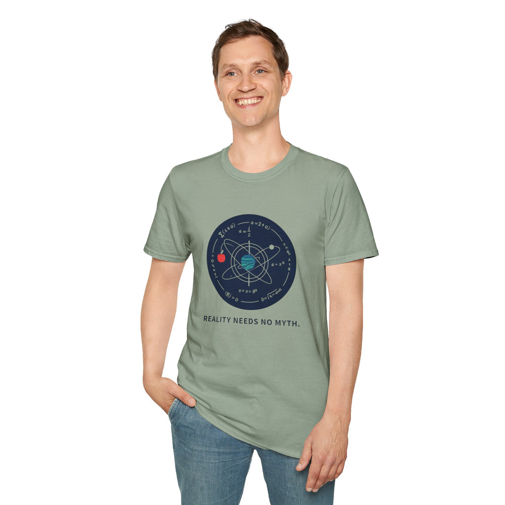 Science Atom Graphic T-Shirt — "Reality Needs No Myth" Tee