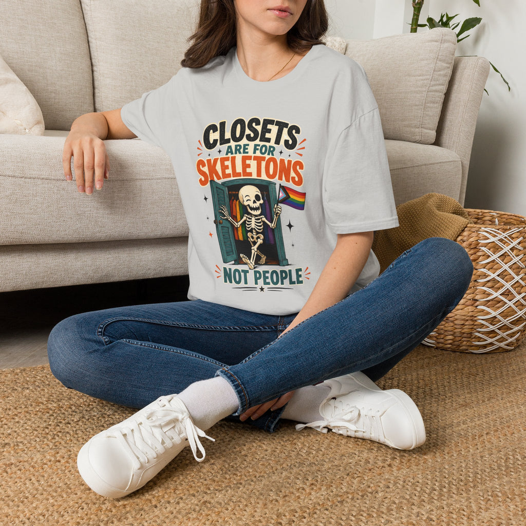 "Closets Are for Skeletons, Not People" Pride Graphic Tee