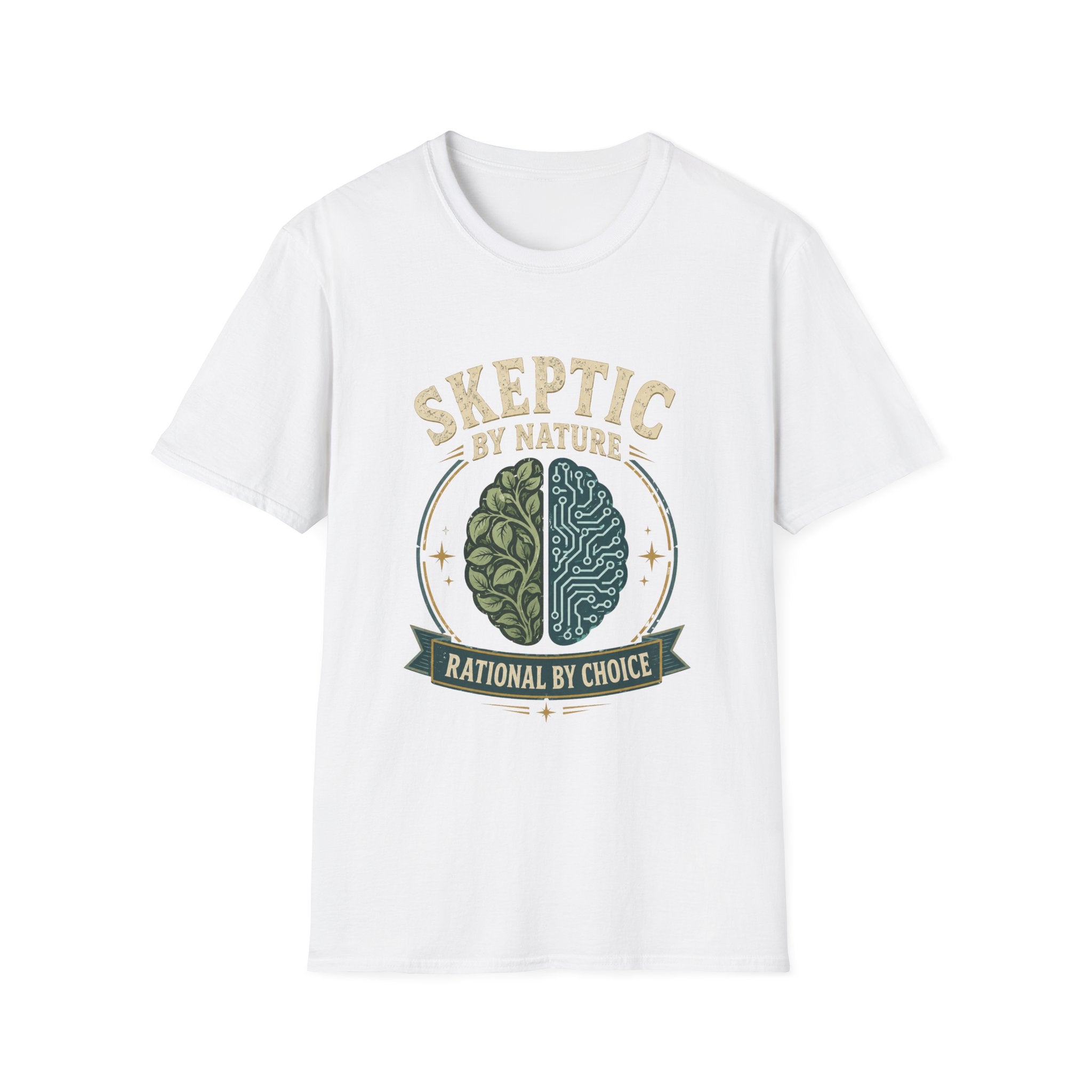 Skeptic by Nature T-Shirt — Brain Split Design ("Rational by Choice")