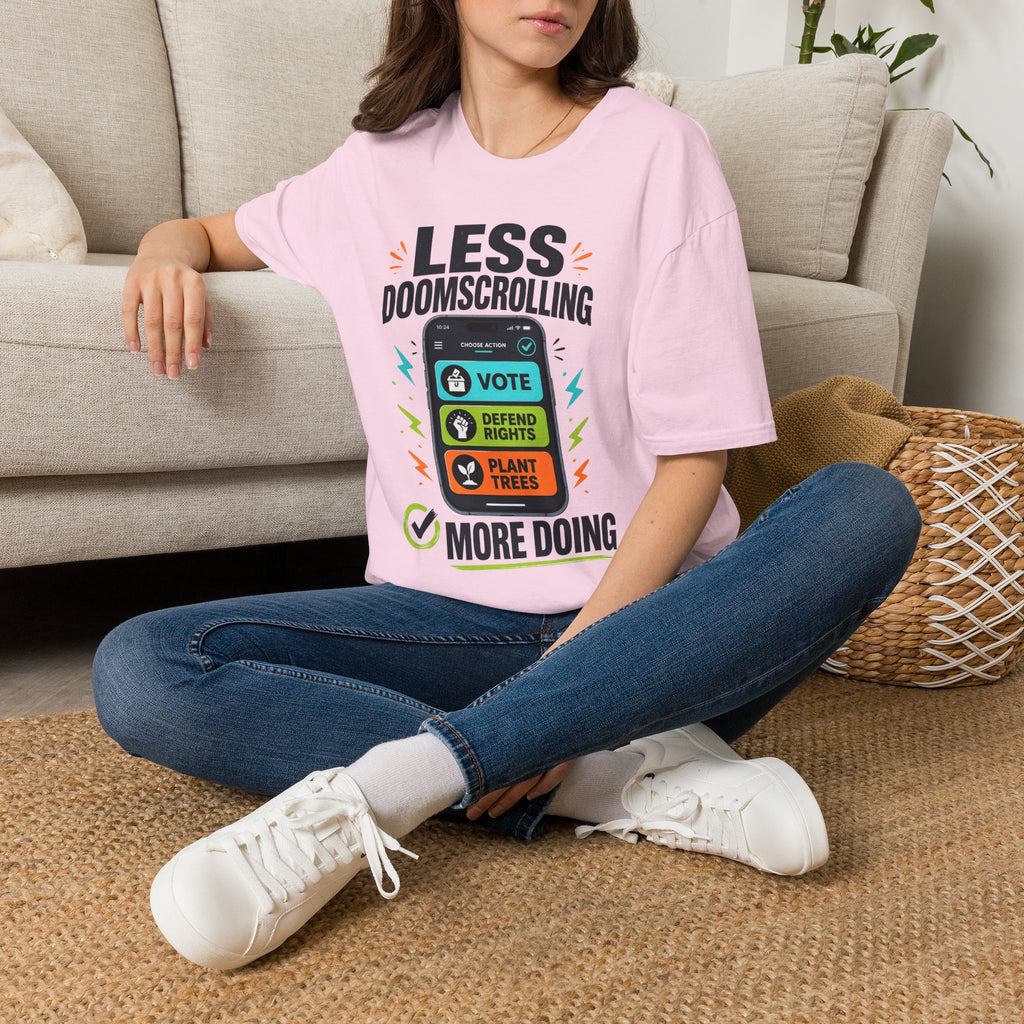 "Less Doomscrolling, More Doing" Motivational Graphic Tee