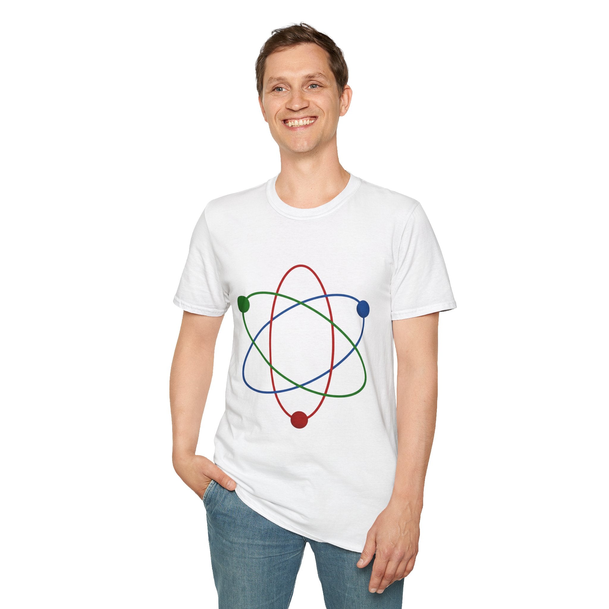 Science Atom Graphic T-Shirt — Colorful Retro Atomic Design