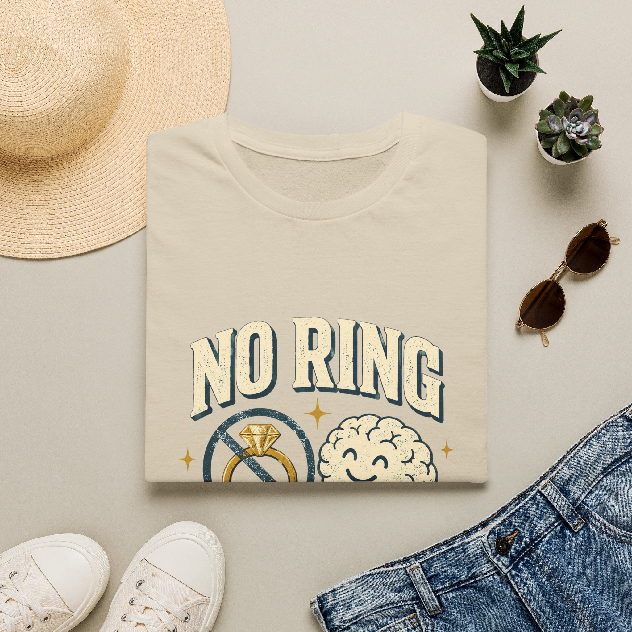 "No Ring No Problem" Funny Single Life Graphic Tee