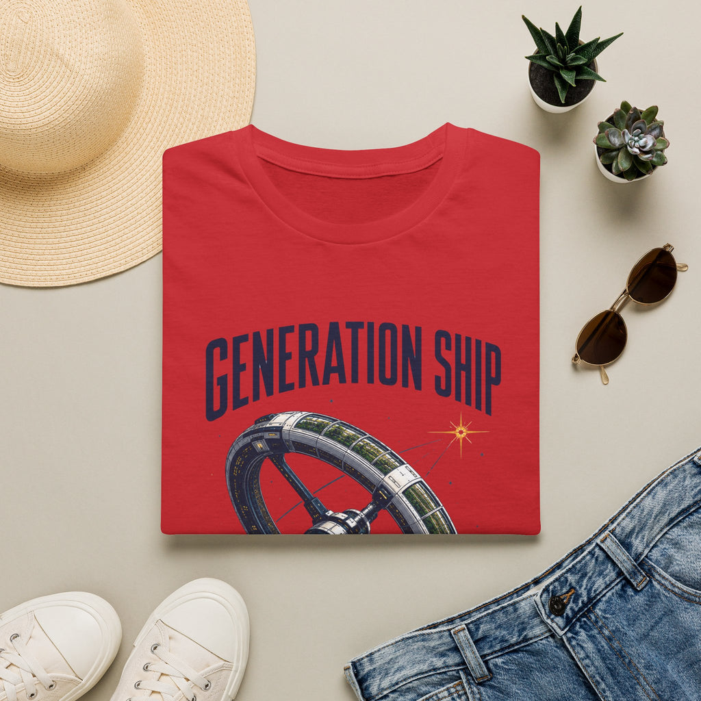 Generation Ship T-Shirt — Retro Space Wheel Sci‑Fi Tee