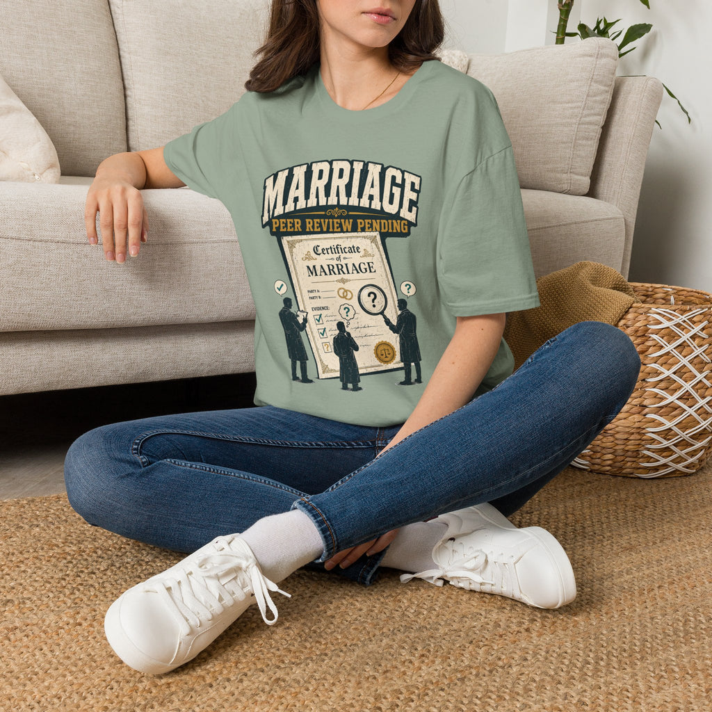 Marriage 'Peer Review Pending' T‑Shirt – Funny Engagement/Bridal Shower Tee