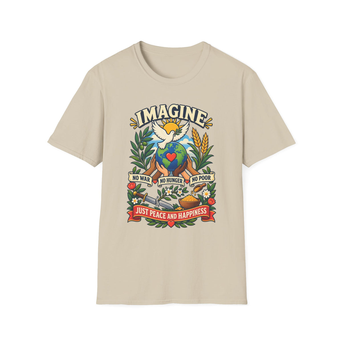 Imagine Peace T-Shirt — Dove, Earth & Plants Graphic Tee