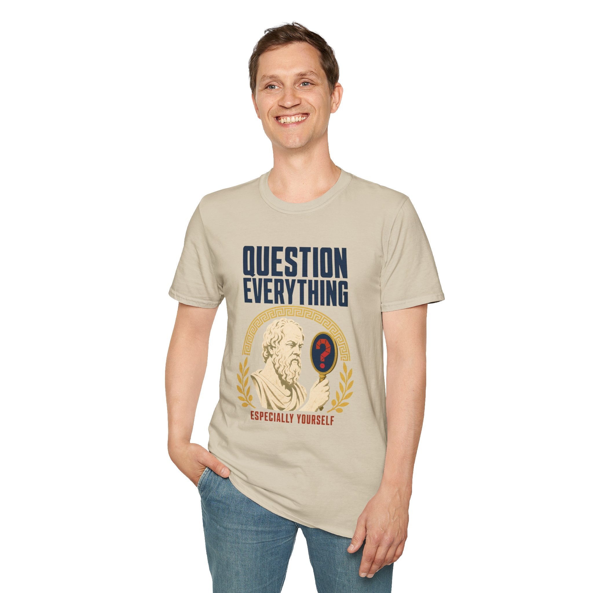 Question Everything T-Shirt — 'Question Everything, Especially Yourself' Vintage Statue Graphic Tee