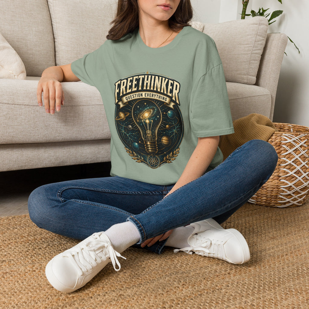 Freethinker Graphic T-Shirt — "Question Everything" Lightbulb Design