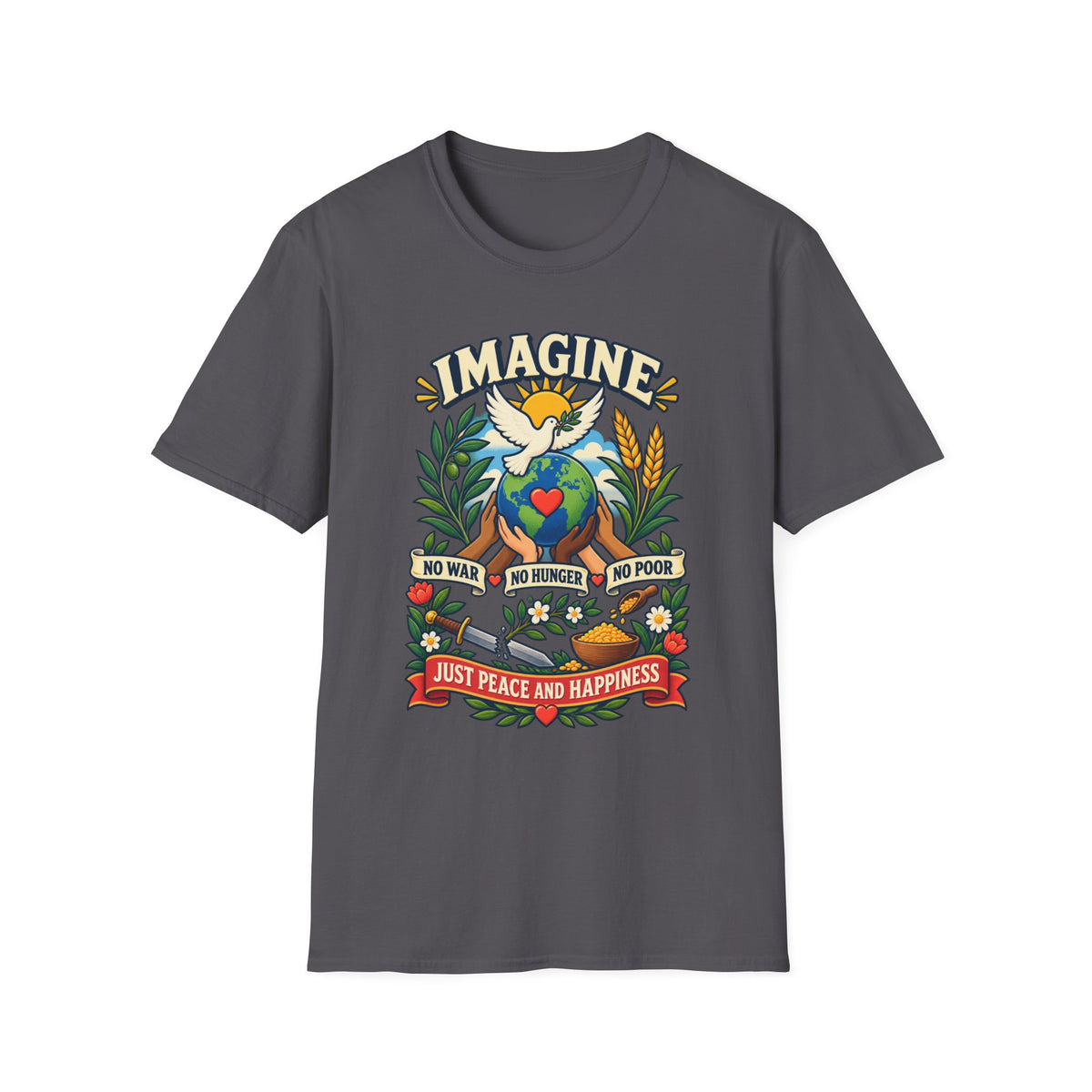 Imagine Peace T-Shirt — Dove, Earth & Plants Graphic Tee