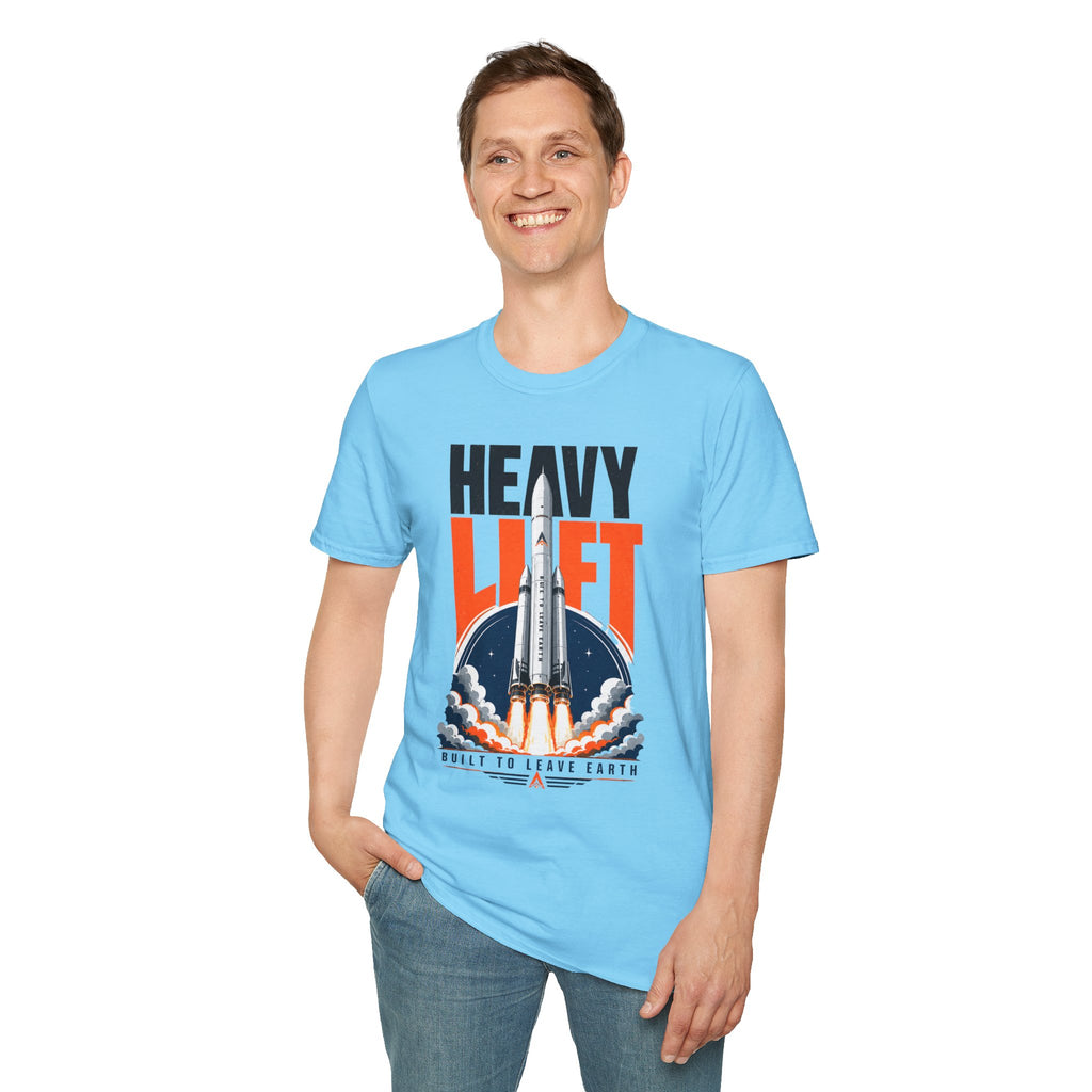 Heavy Lift Rocket T-Shirt — Retro Space Launch Graphic Tee