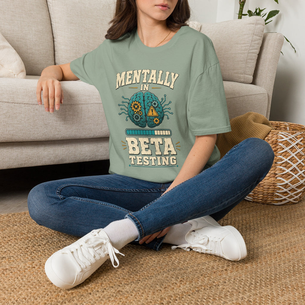 "Mentally In Beta Testing" Retro Brain Graphic Tee