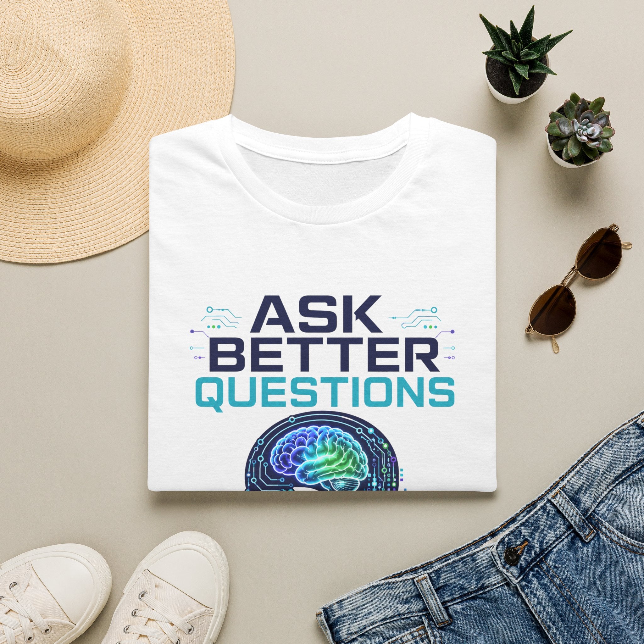 Ask Better Questions T-Shirt — Brain & Question Mark Science Tee for Thinkers