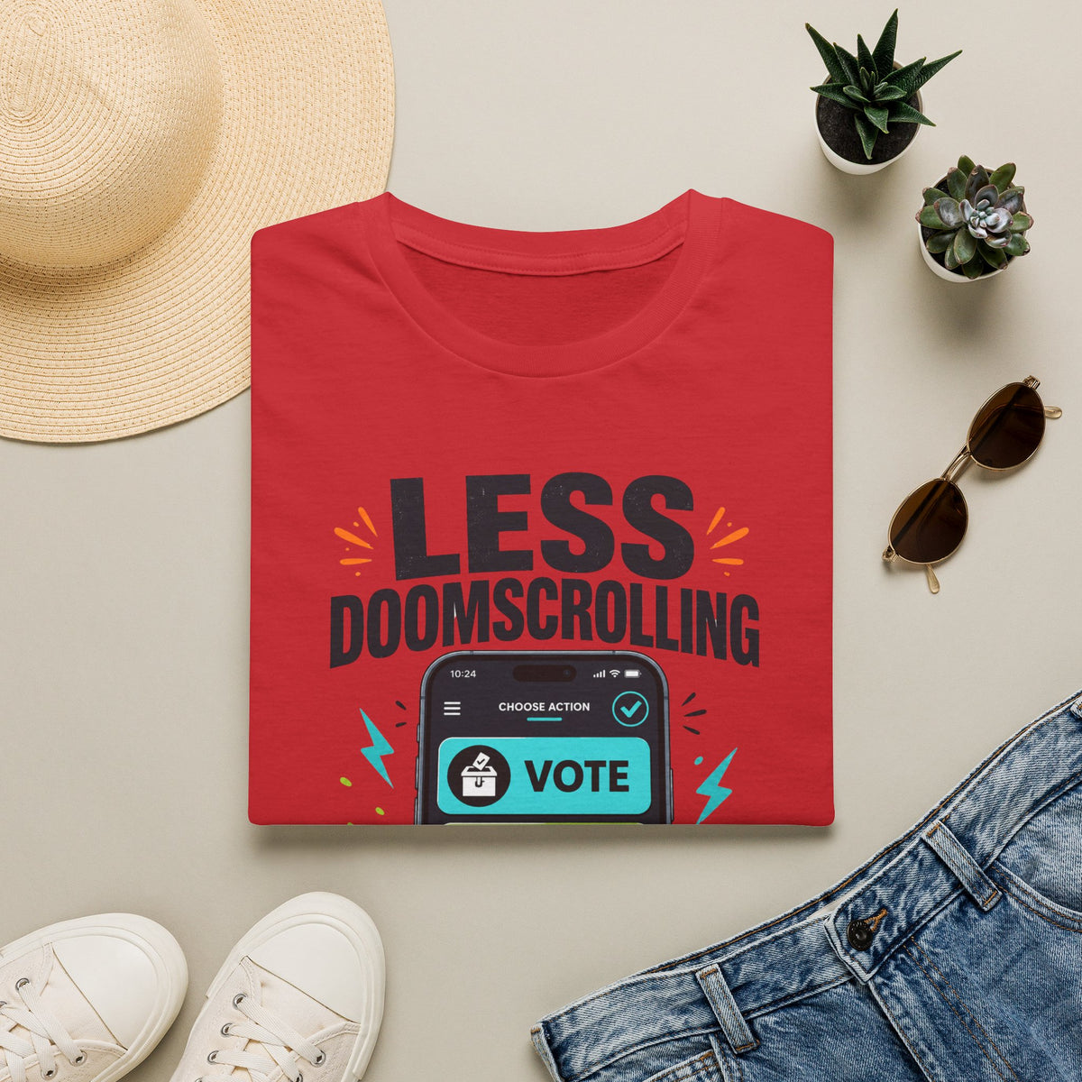 "Less Doomscrolling, More Doing" Motivational Graphic Tee