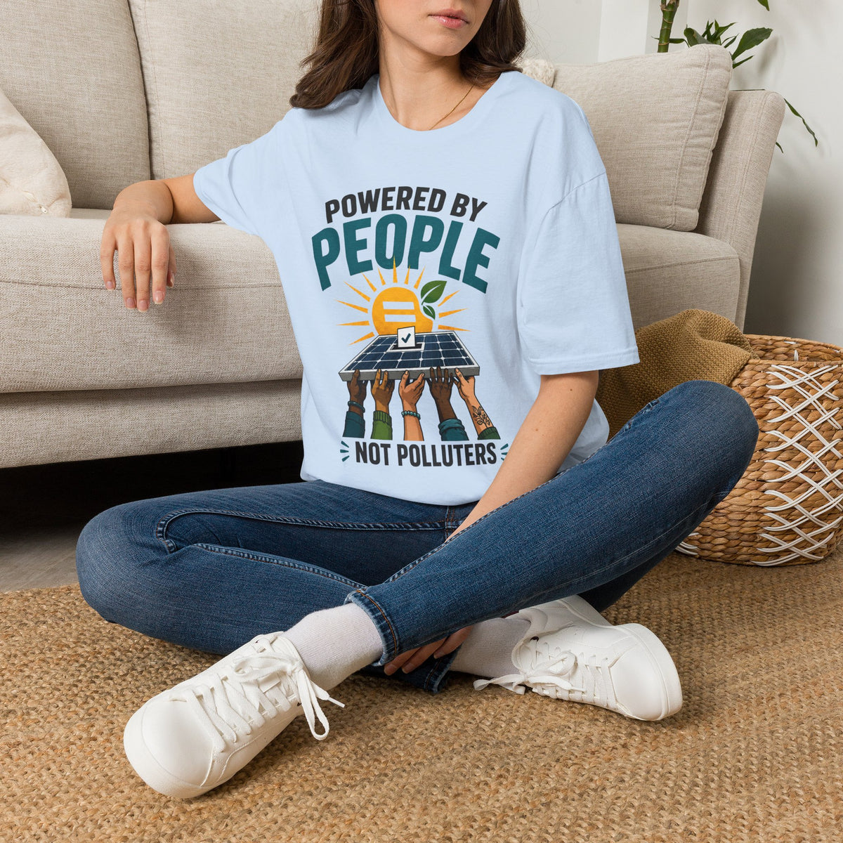 Powered By People Tee — Renewable Energy & Environmental Justice T-Shirt (Not Polluters)
