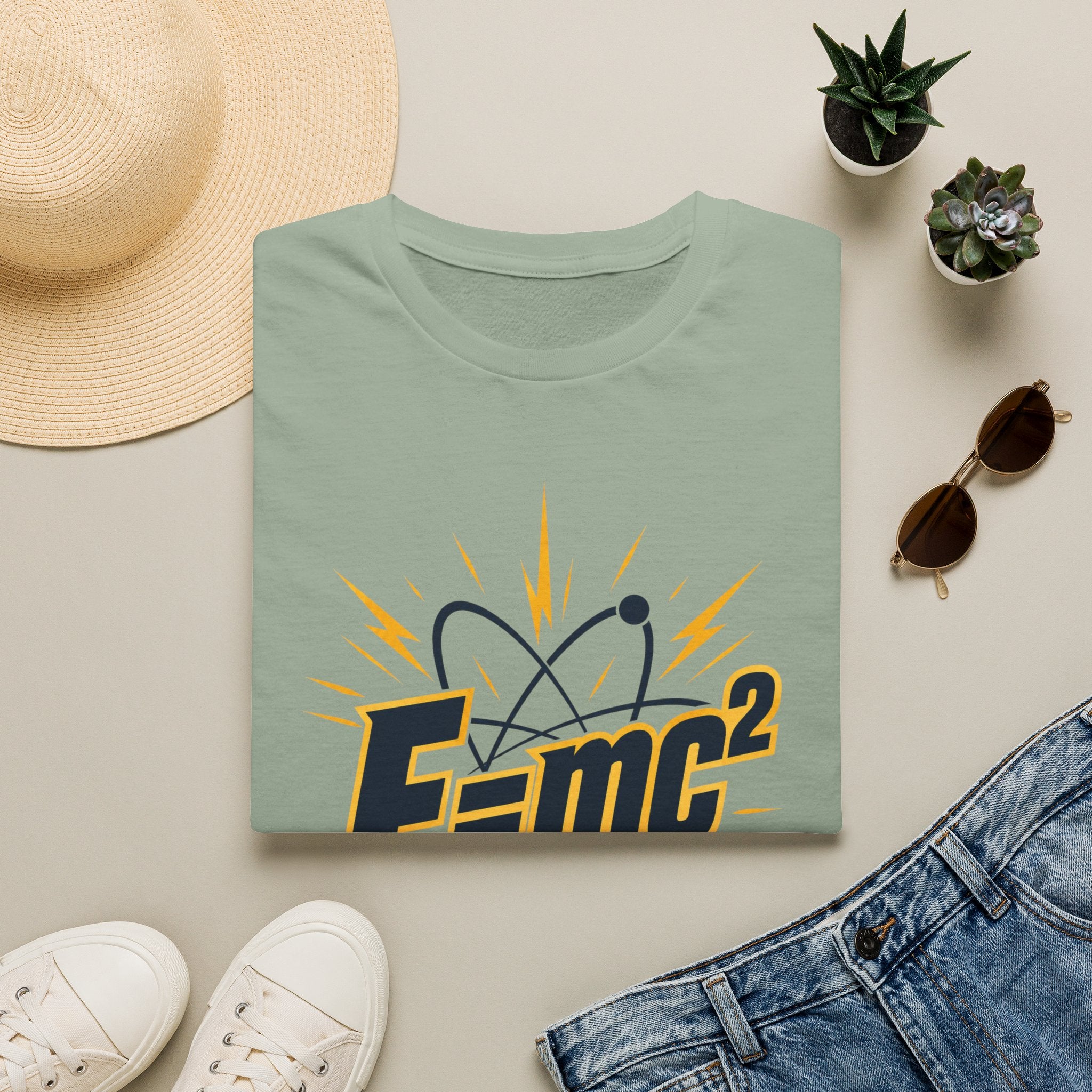 E=mc Atom Graphic T-Shirt — Retro Science Tee for Physics Lovers