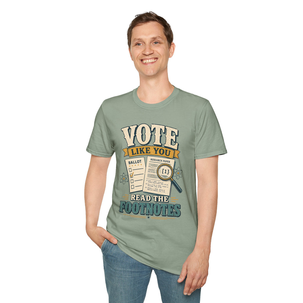 "Vote Like You Read the Footnotes" Vintage Voter Education Tee