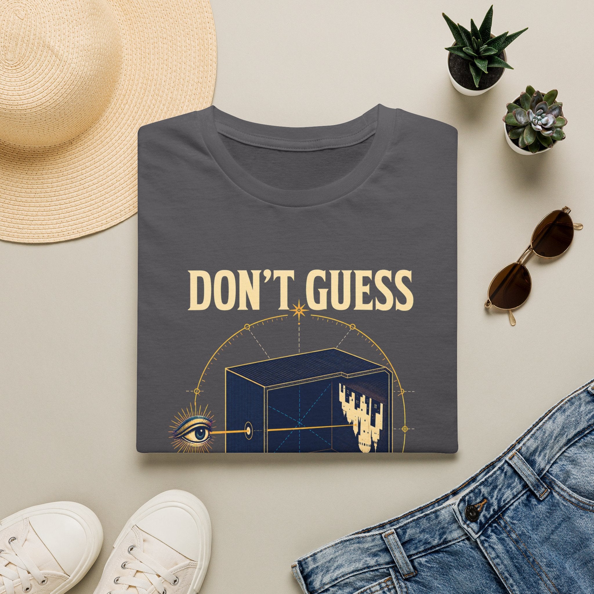 Don't Guess Box Graphic T-Shirt — 'Test the Light' Mystical Eye Tee