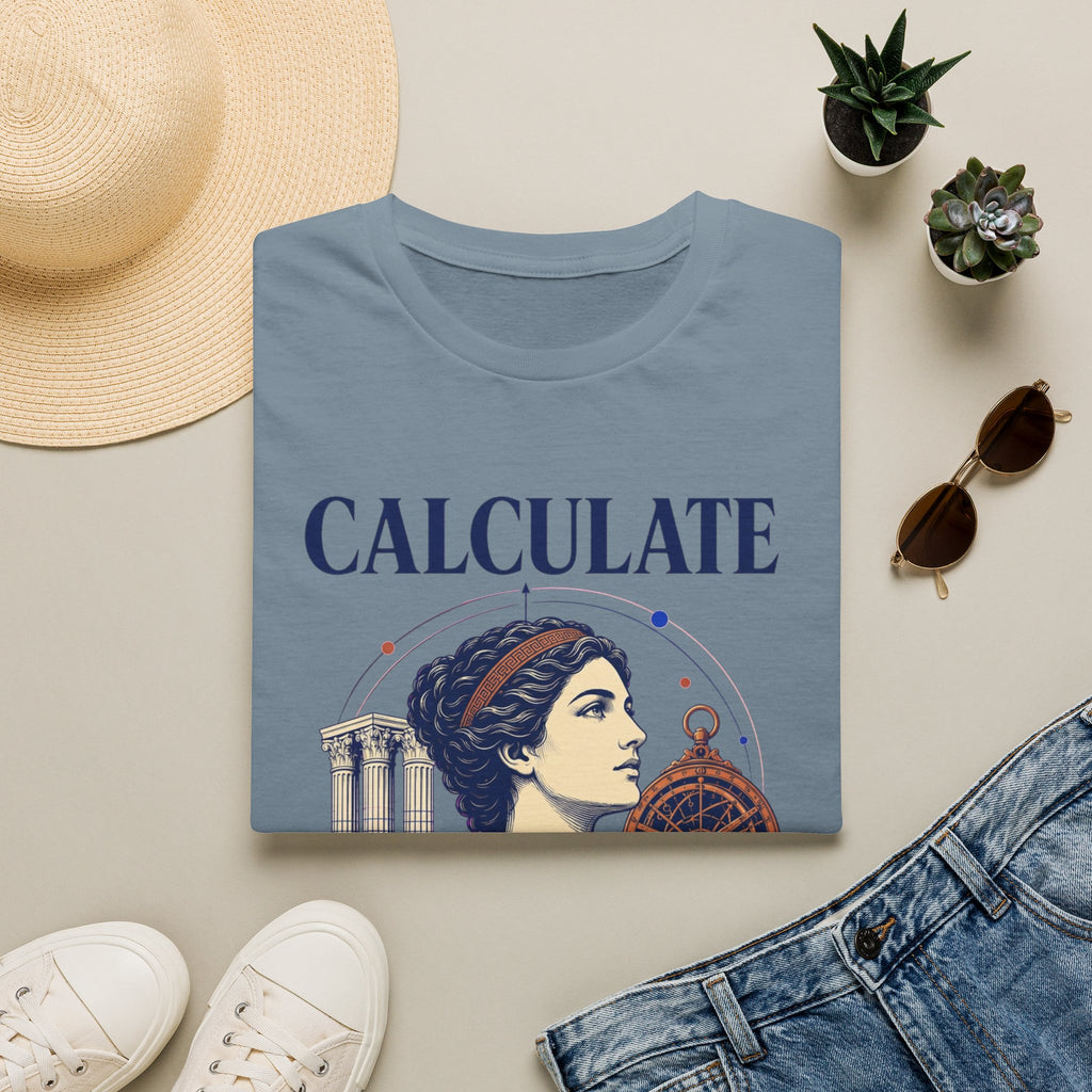 Calculate T-Shirt — Vintage Athena Compass Graphic Tee ("Calculate" & "Beyond the Crowd")