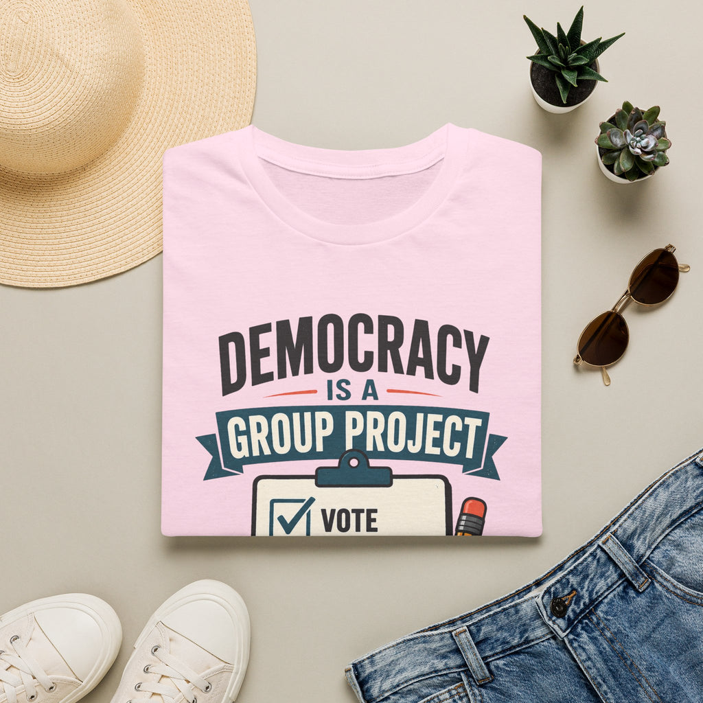 Democracy Is a Group Project T-Shirt — Vote, Protect Rights & Save Earth