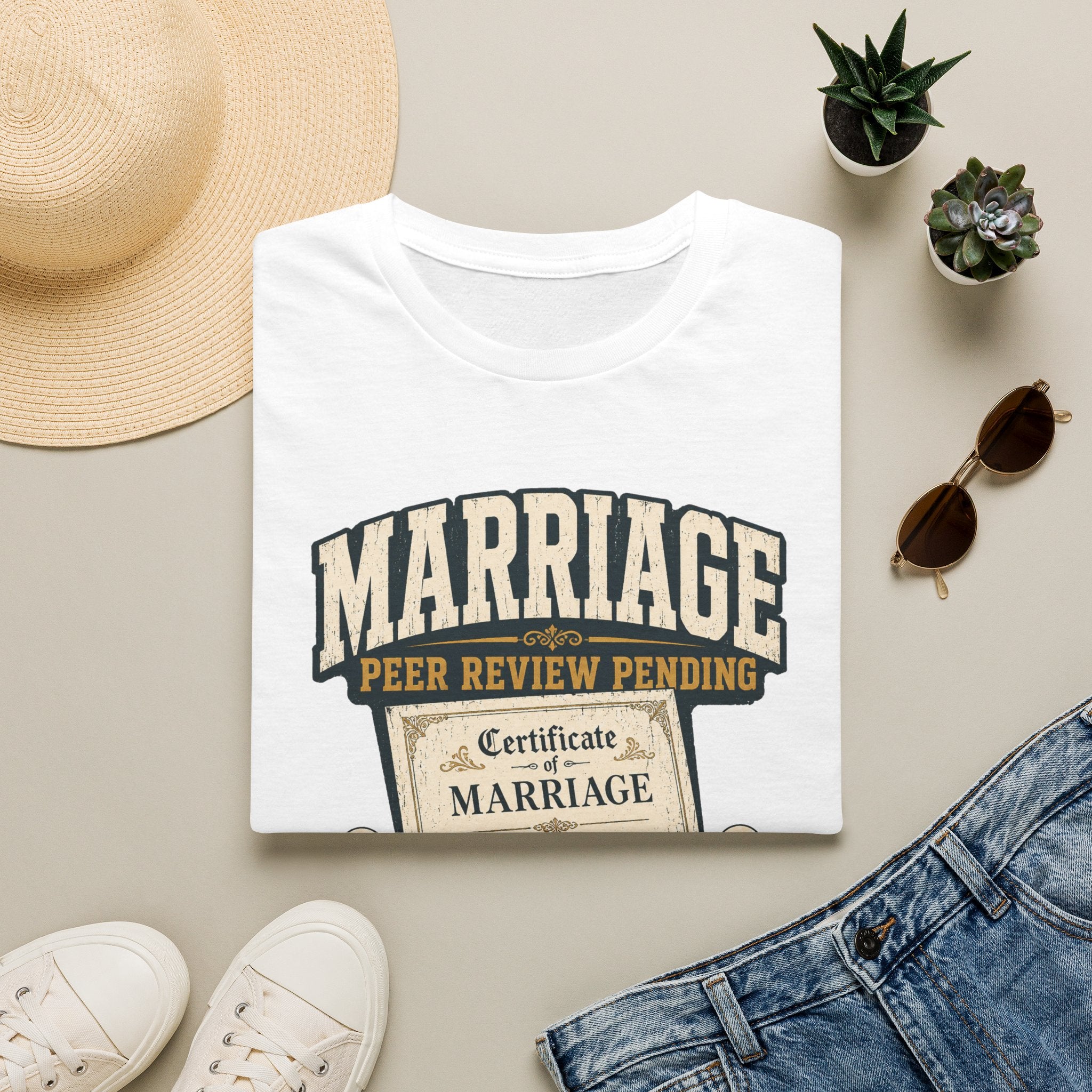 Marriage 'Peer Review Pending' T‑Shirt – Funny Engagement/Bridal Shower Tee