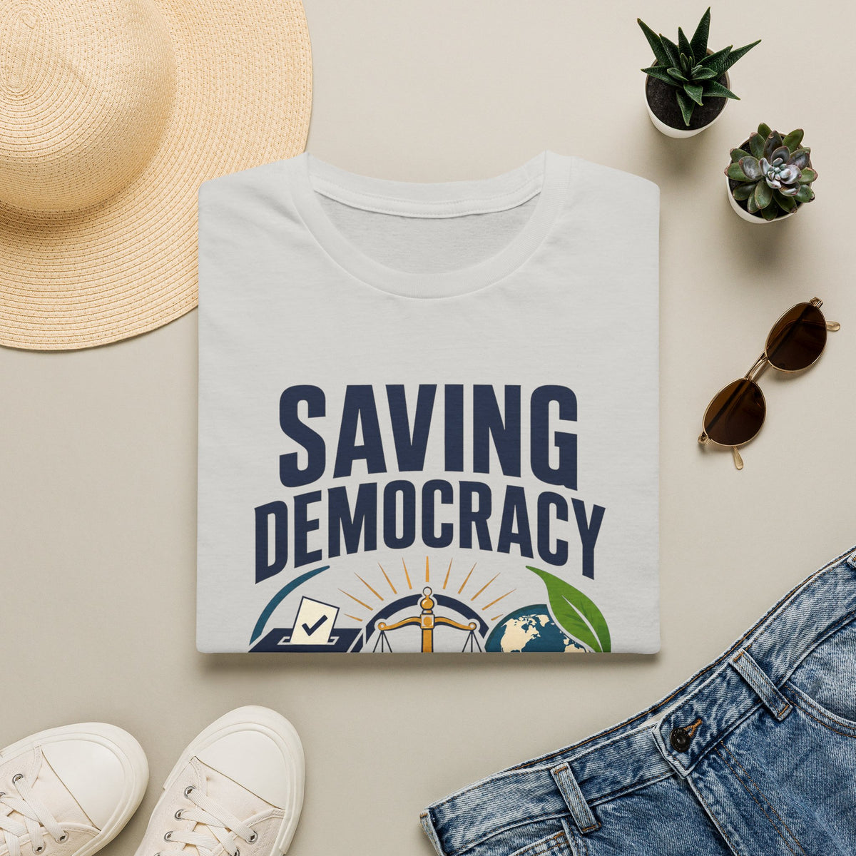 Saving Democracy T-Shirt — Equality & Sustainability Graphic Tee