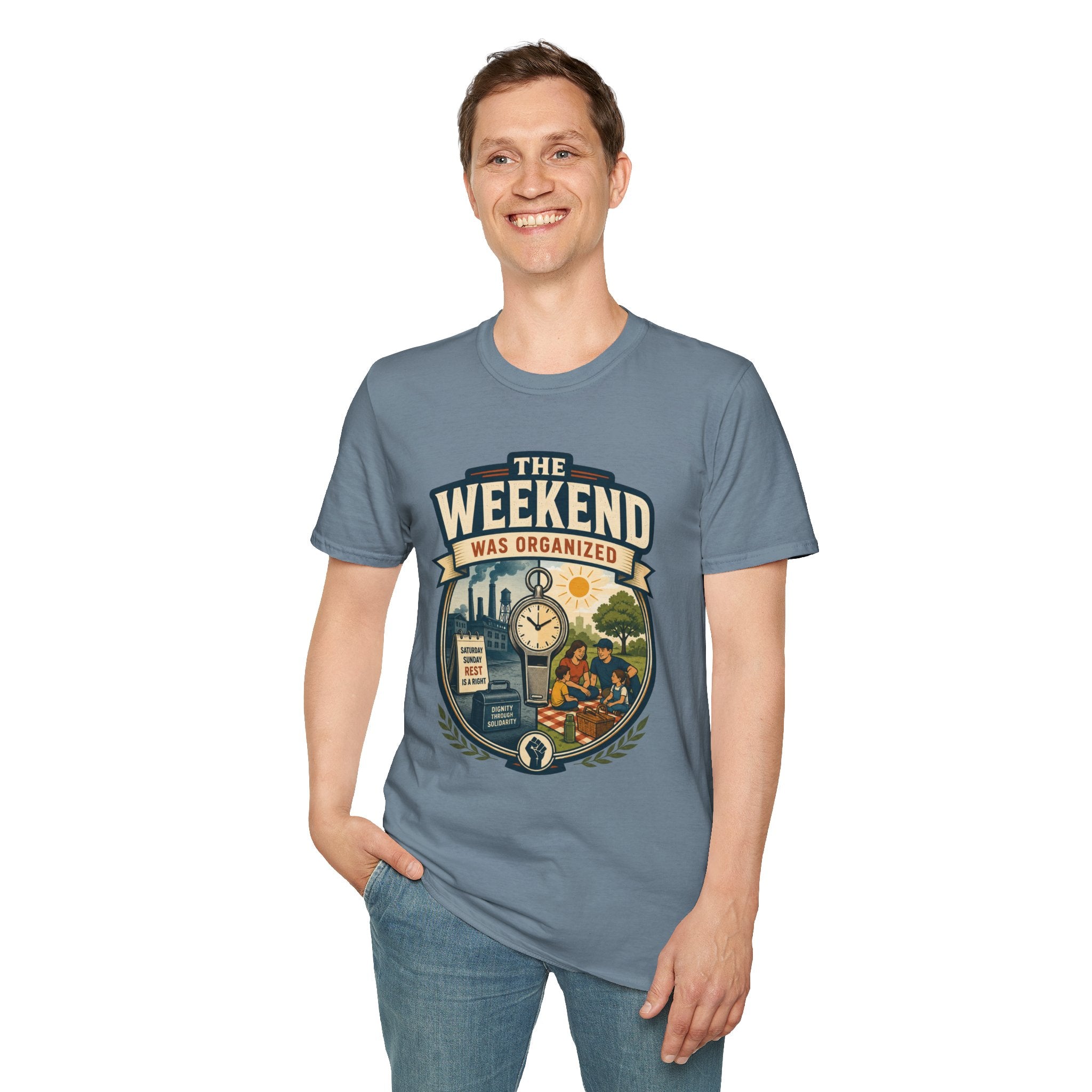 T-Shirt — "The Weekend Was Organized" Graphic Tee (Relaxed Retro Travel Vibe)