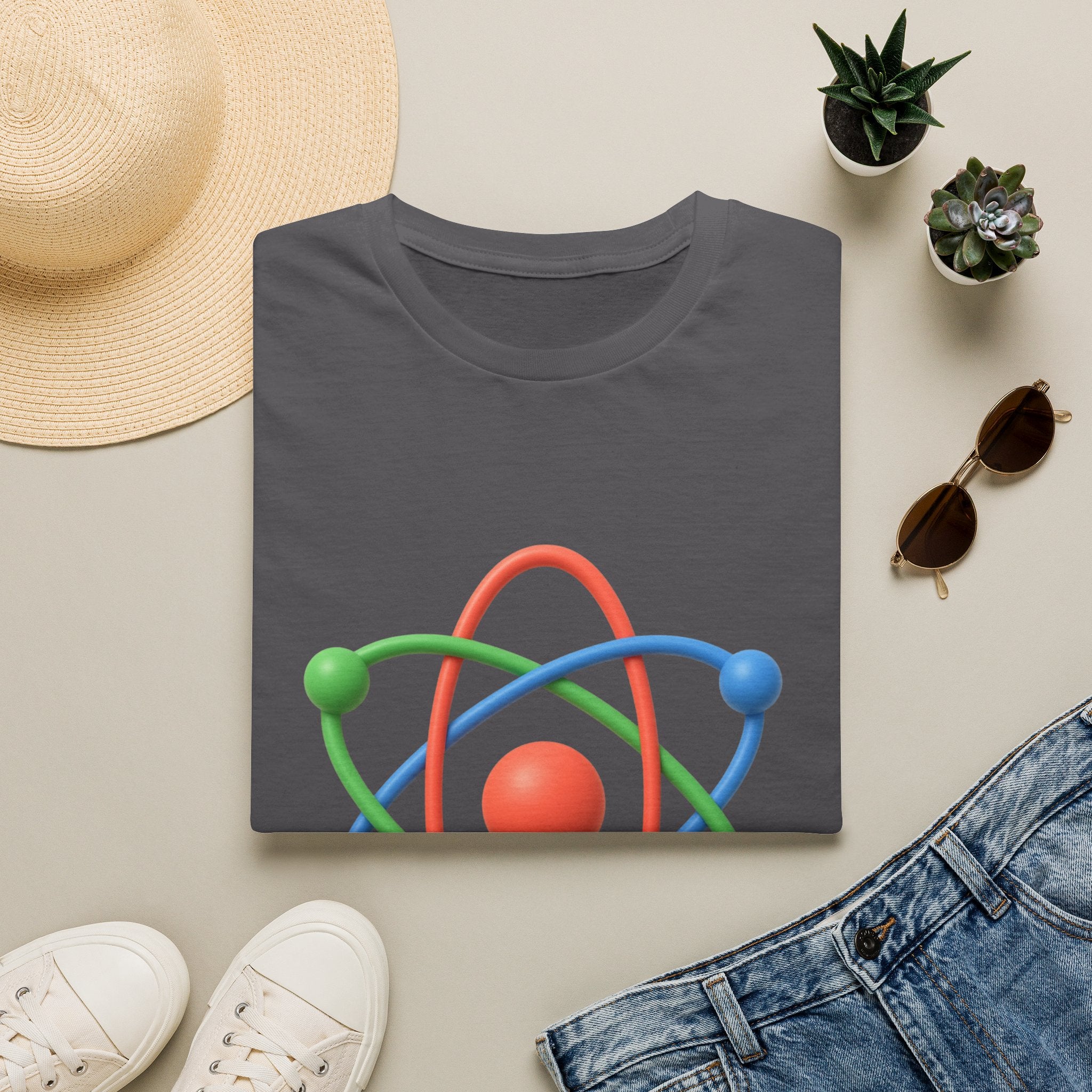 Atom Science T‑Shirt — Colorful 3D Atom Graphic Tee for Science Lovers