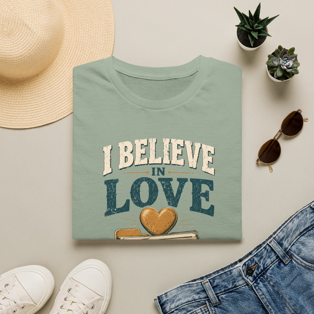 I Believe in Love T-Shirt — Funny Marriage License Optional Graphic Tee