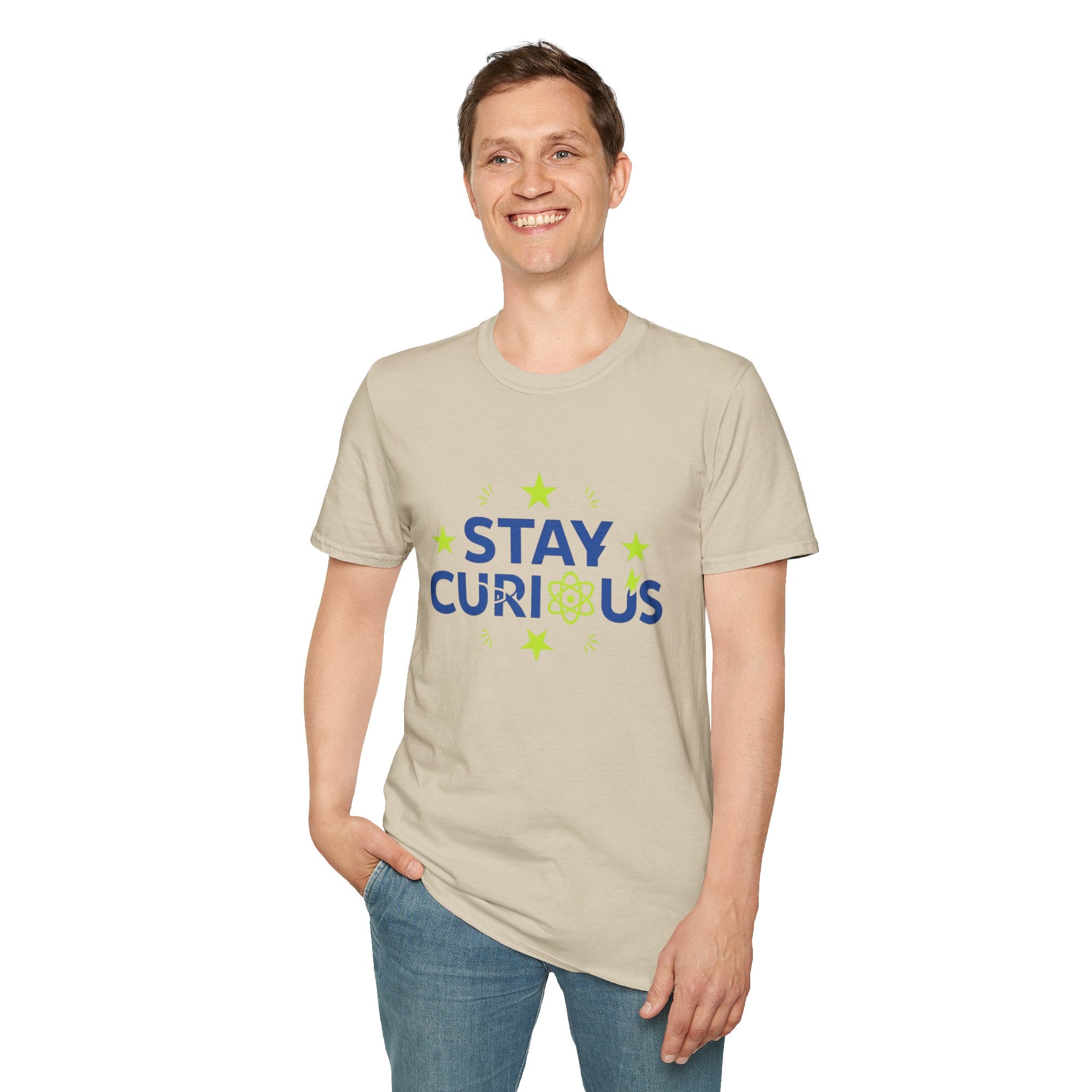 Stay Curious T-Shirt — STEM Science Tee with Atom & Stars