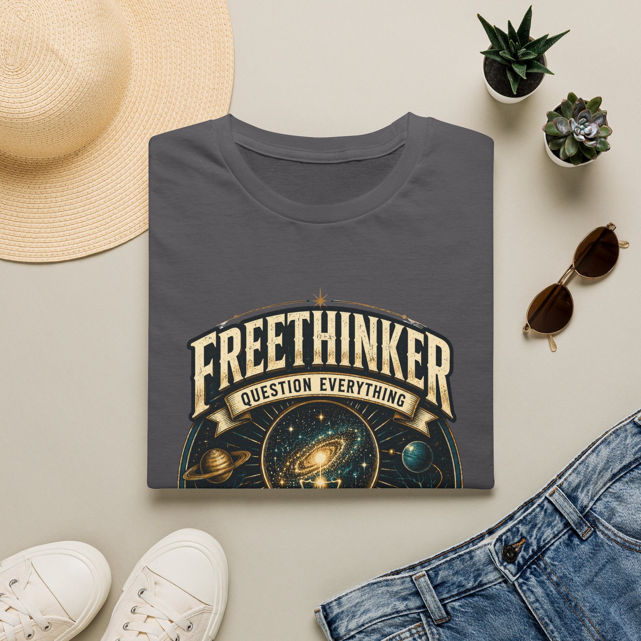 Freethinker Graphic T-Shirt — "Question Everything" Lightbulb Design