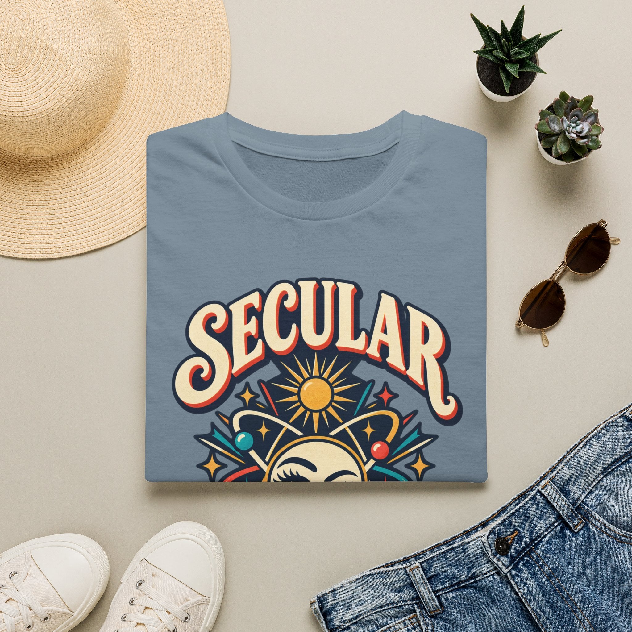 Secular Is Sexy T-Shirt — Retro Spiritual Sun Graphic Tee