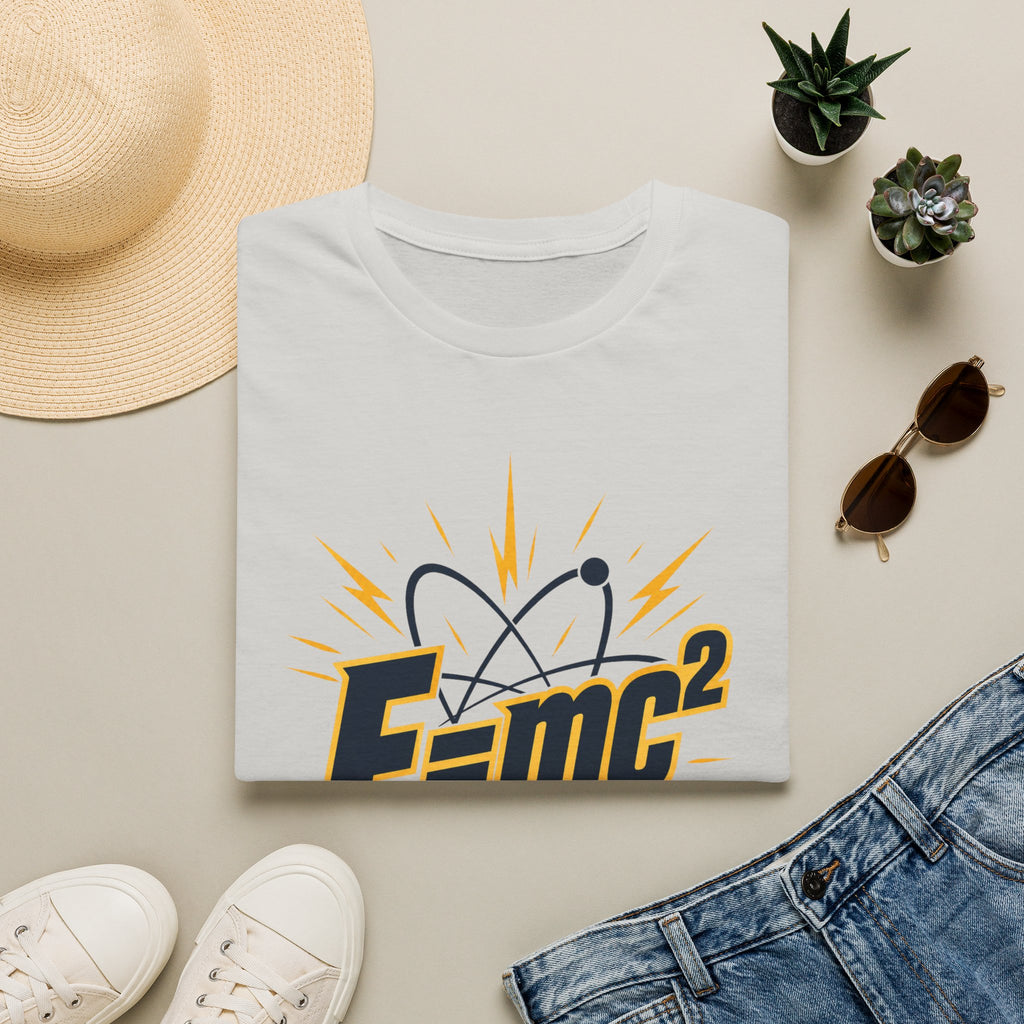 E=mc Atom Graphic T-Shirt — Retro Science Tee for Physics Lovers