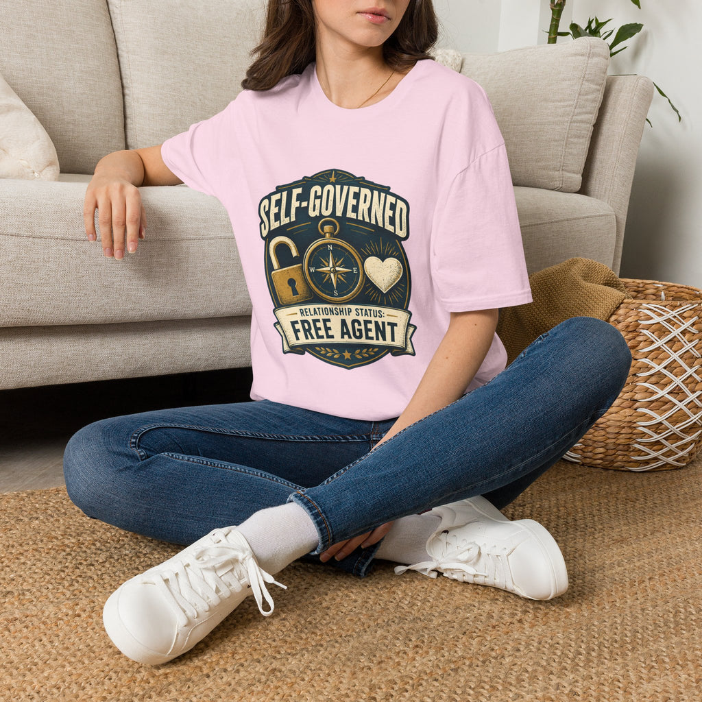 Self-Governed Compass T-Shirt — “Self-Governed: Relationship Status Free Agent” Graphic Tee