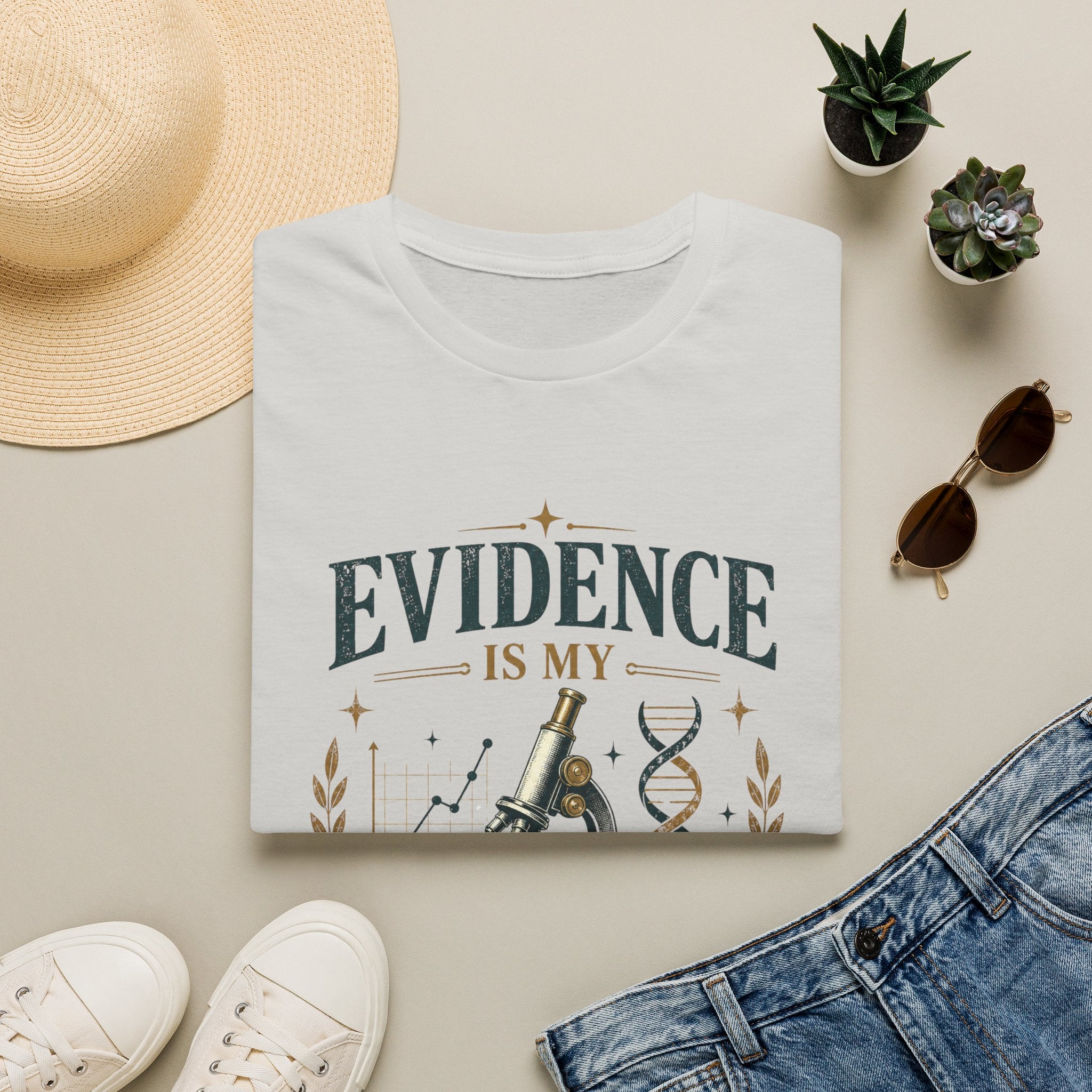 Evidence Is My Aesthetic T-Shirt — Science Lover Microscope DNA Tee