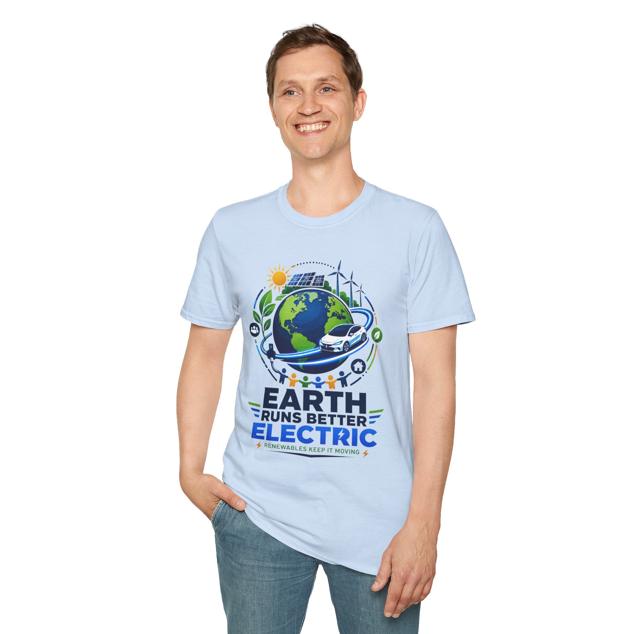 Earth Runs Better Electric Eco-Friendly EV Graphic Tee