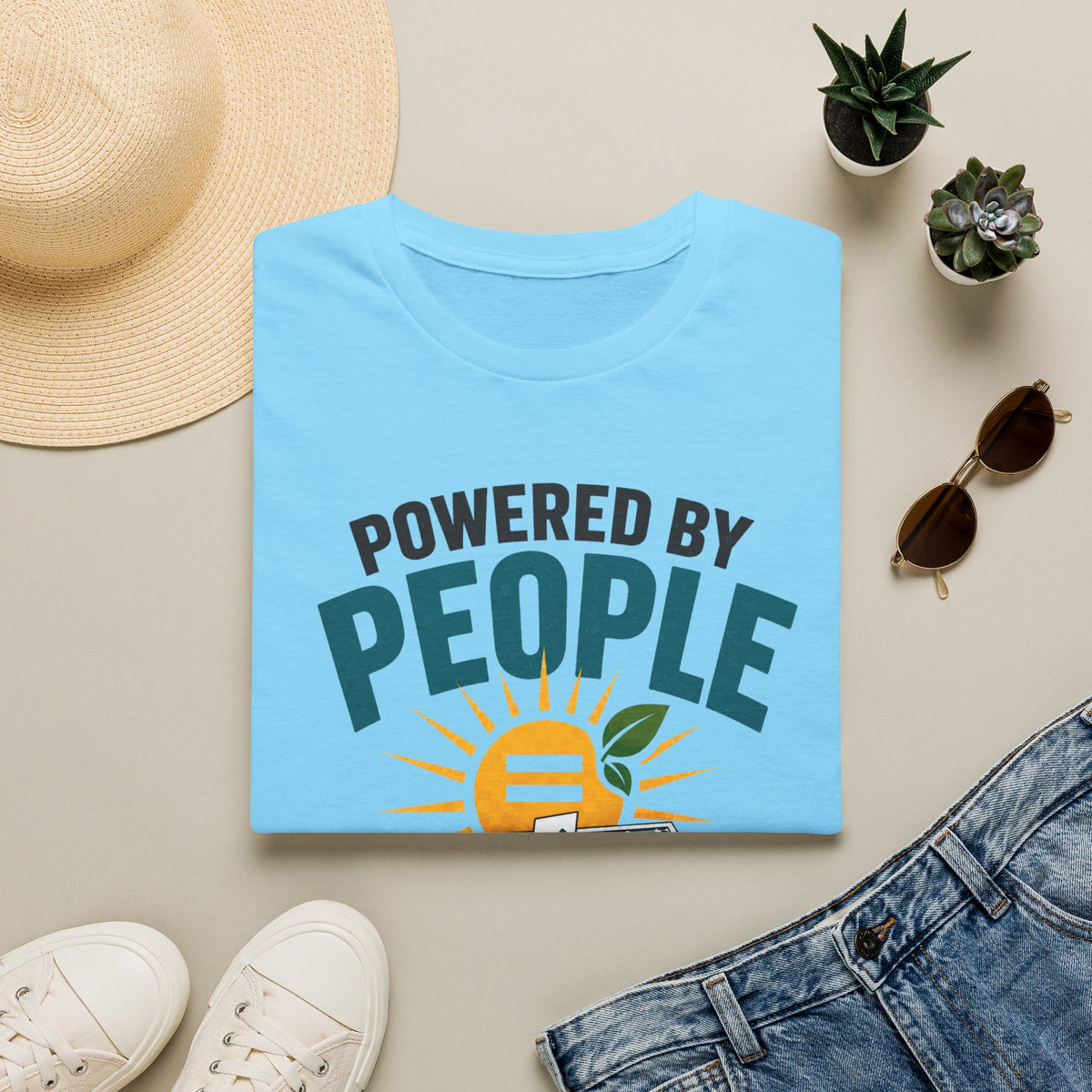 Powered By People Tee — Renewable Energy & Environmental Justice T-Shirt (Not Polluters)