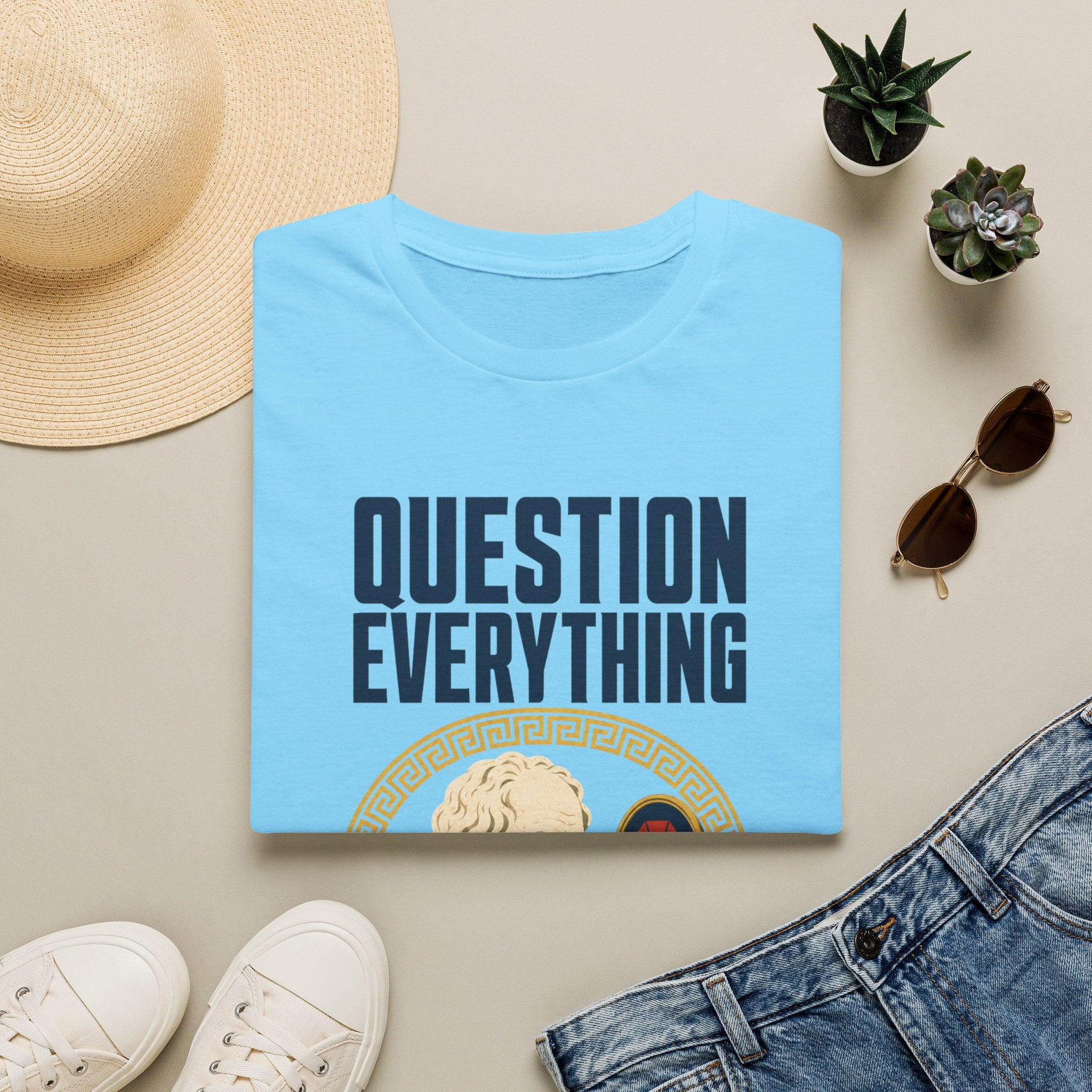 Question Everything T-Shirt — 'Question Everything, Especially Yourself' Vintage Statue Graphic Tee
