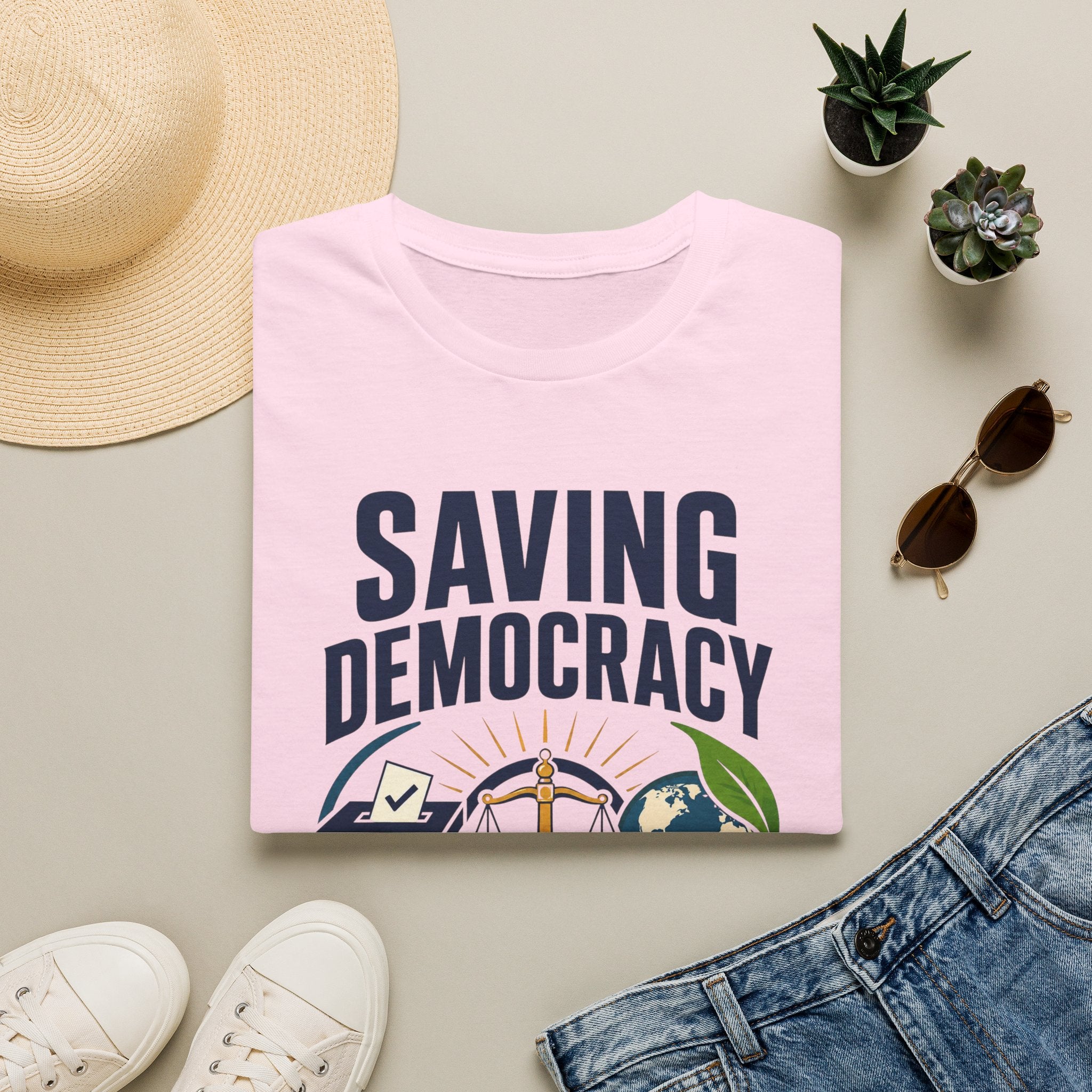 Saving Democracy T-Shirt — Equality & Sustainability Graphic Tee