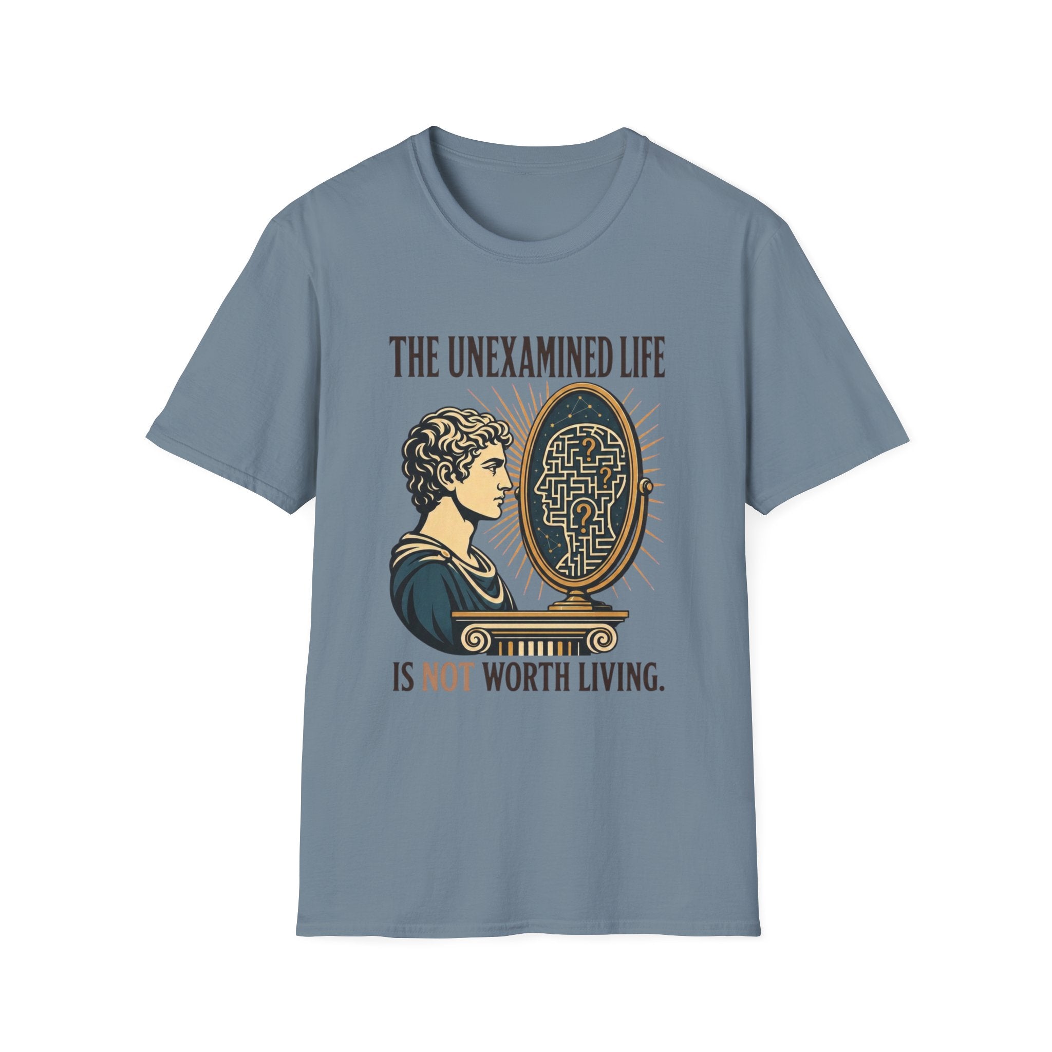 'The Unexamined Life' Philosophical Graphic Tee (Mirror Maze Design)